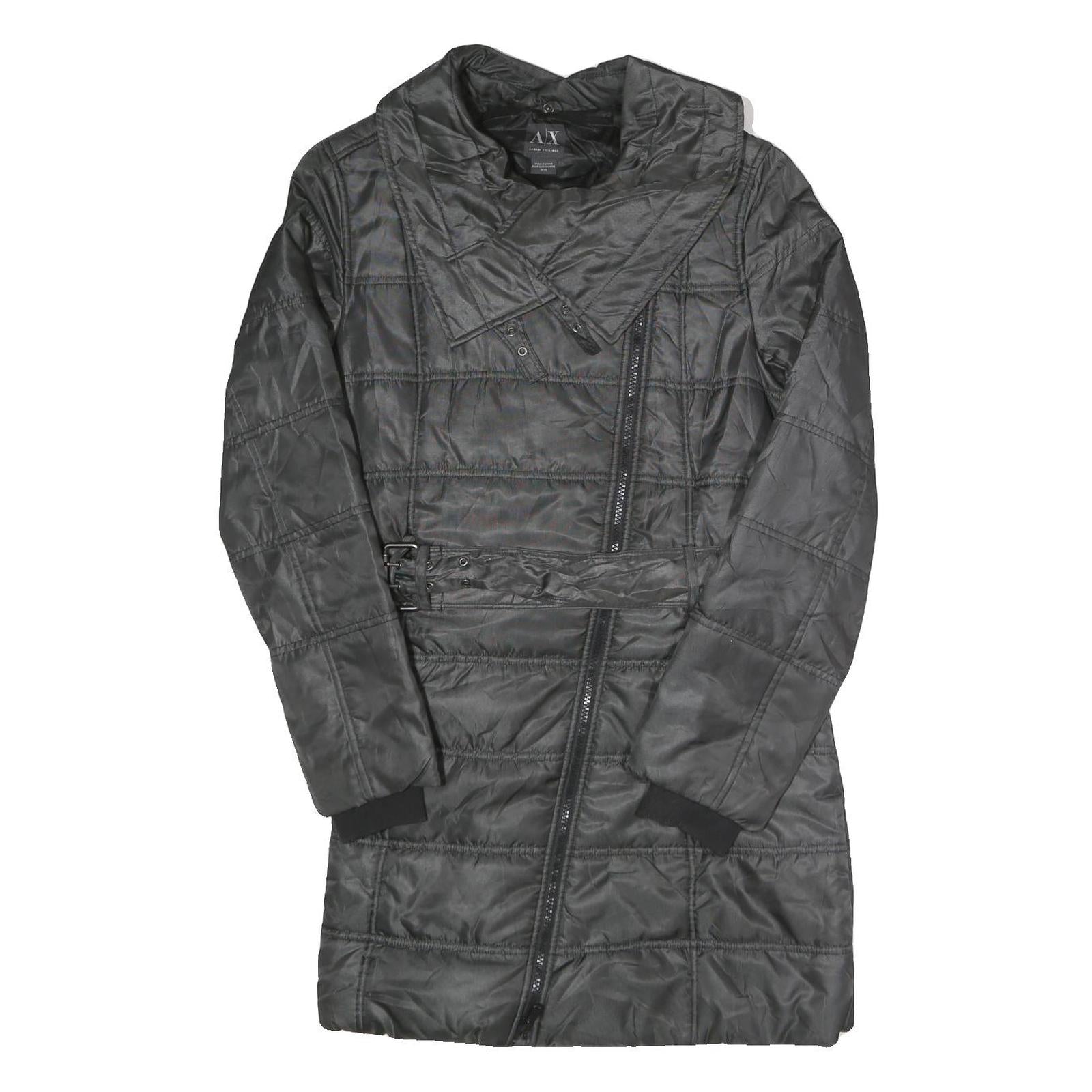 ARMANI EXCHANGE Womens Black Quilted Jacket M Polyester Belted Zip Closure Refurbished - N/A refurbished available on Cerqular