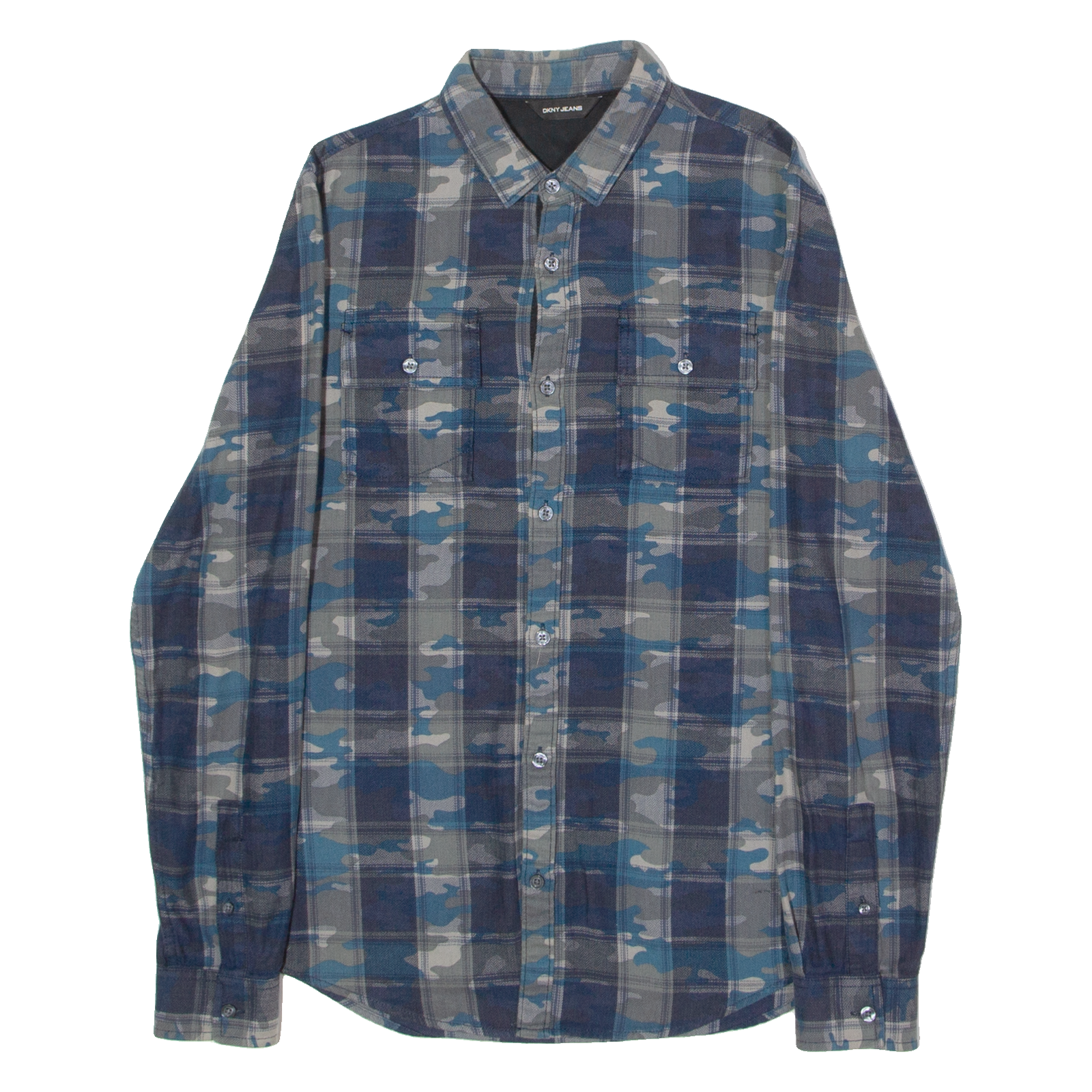 DKNY Mens Shirt Blue Camouflage Long Sleeve S Refurbished - N/A refurbished available on Cerqular