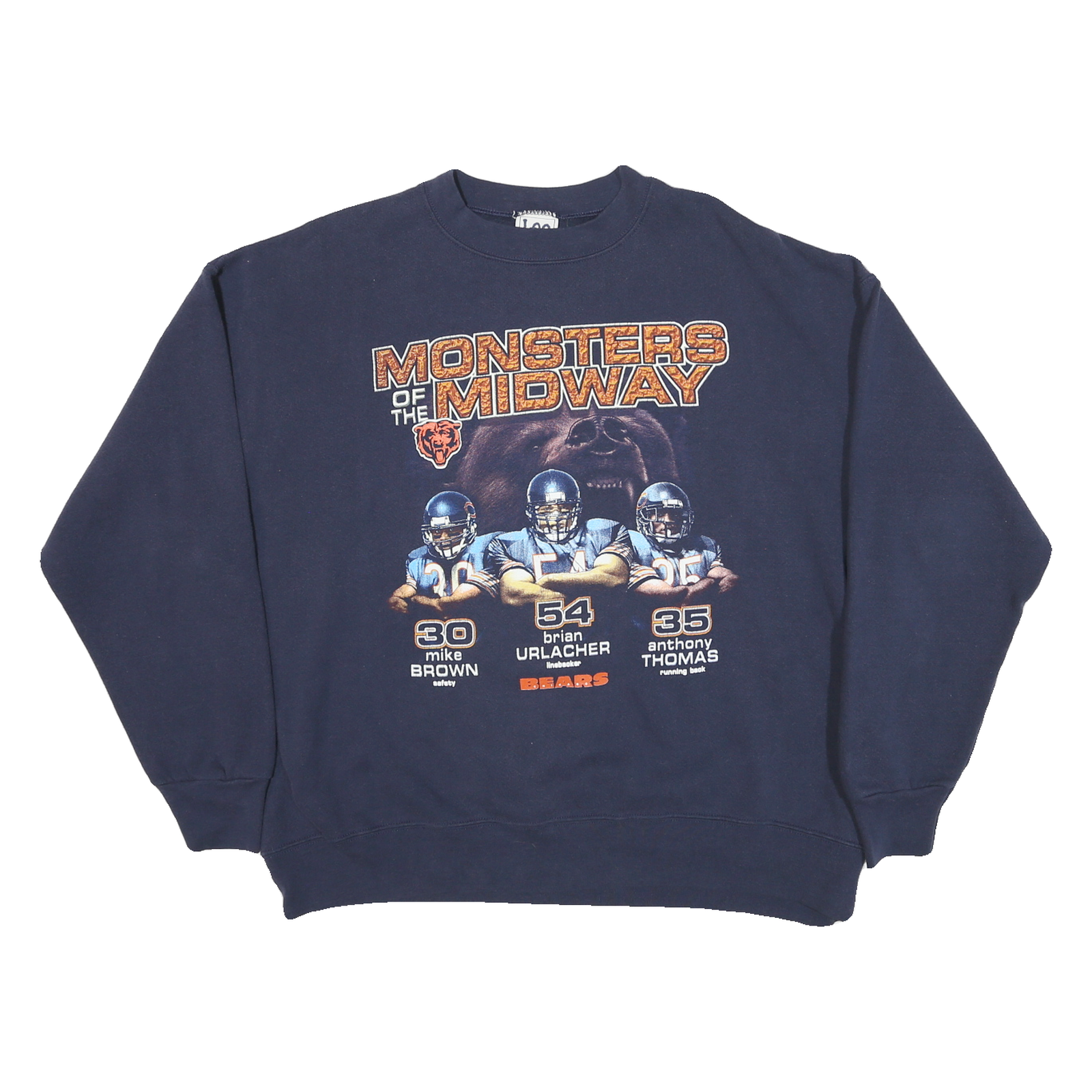 LEE Mens Navy Monsters Of The Midway Crew Neck L Sweatshirt NFL Bears Print Refurbished - N/A refurbished available on Cerqular