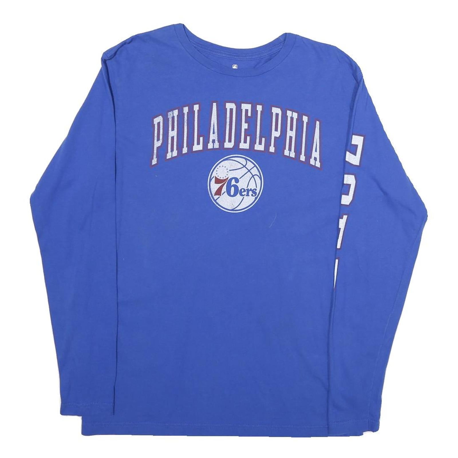 FANATICS Mens Blue Philadelphia 76ers Long Sleeve Crew Neck Cotton T-Shirt M Refurbished - N/A refurbished available on Cerqular