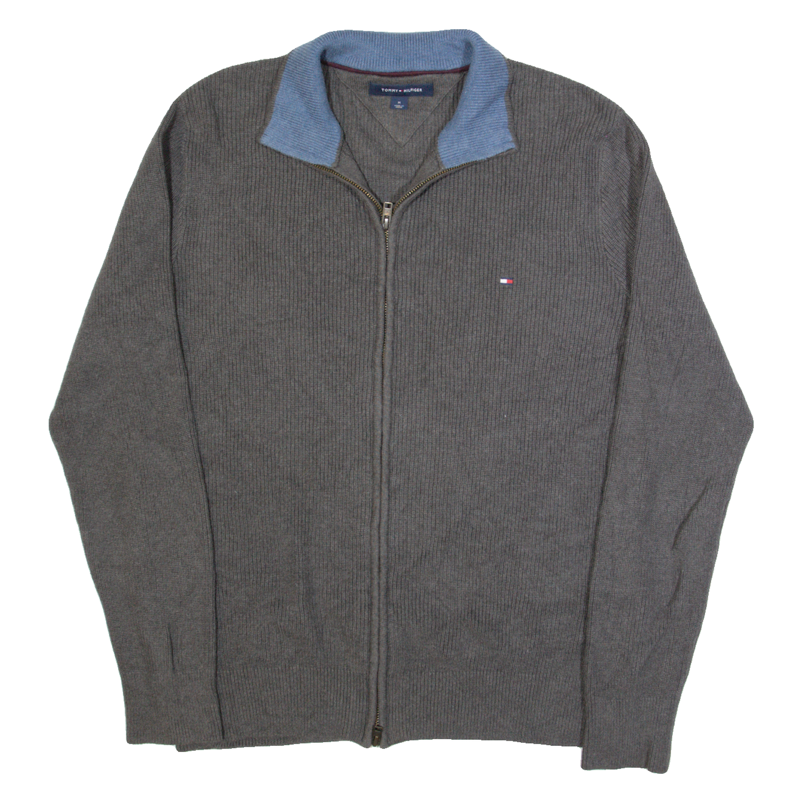 TOMMY HILFIGER Mens Cardigan Grey Tight Knit M Refurbished - N/A refurbished available on Cerqular
