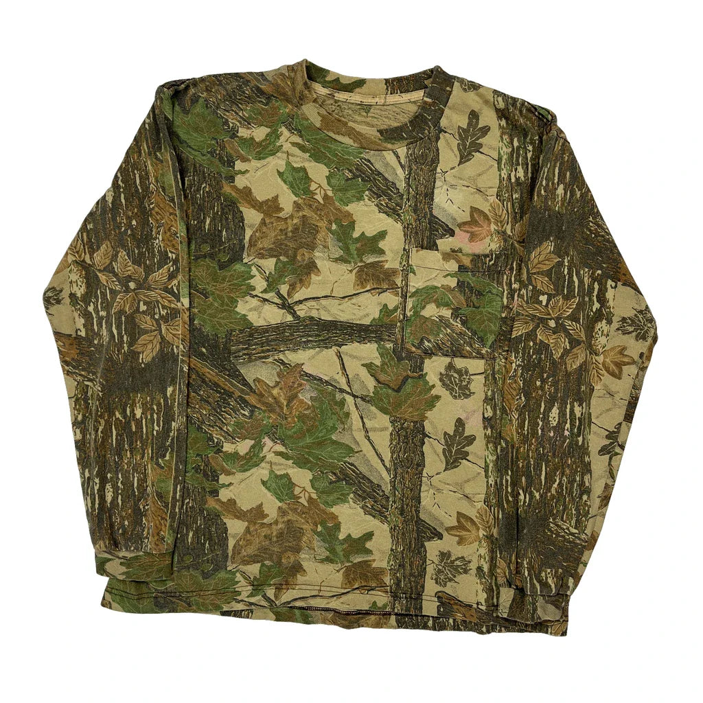 Buy Mossy Oak Camo Long Sleeve T-Shirt - XL Green Cotton Refurbished - $44.21 Mossy Oak Camo Long Sleeve T-Shirt - XL Green Cotton Refurbished - Thrifted (note: this is a term often used to describe second- refurbished available on Cerqular