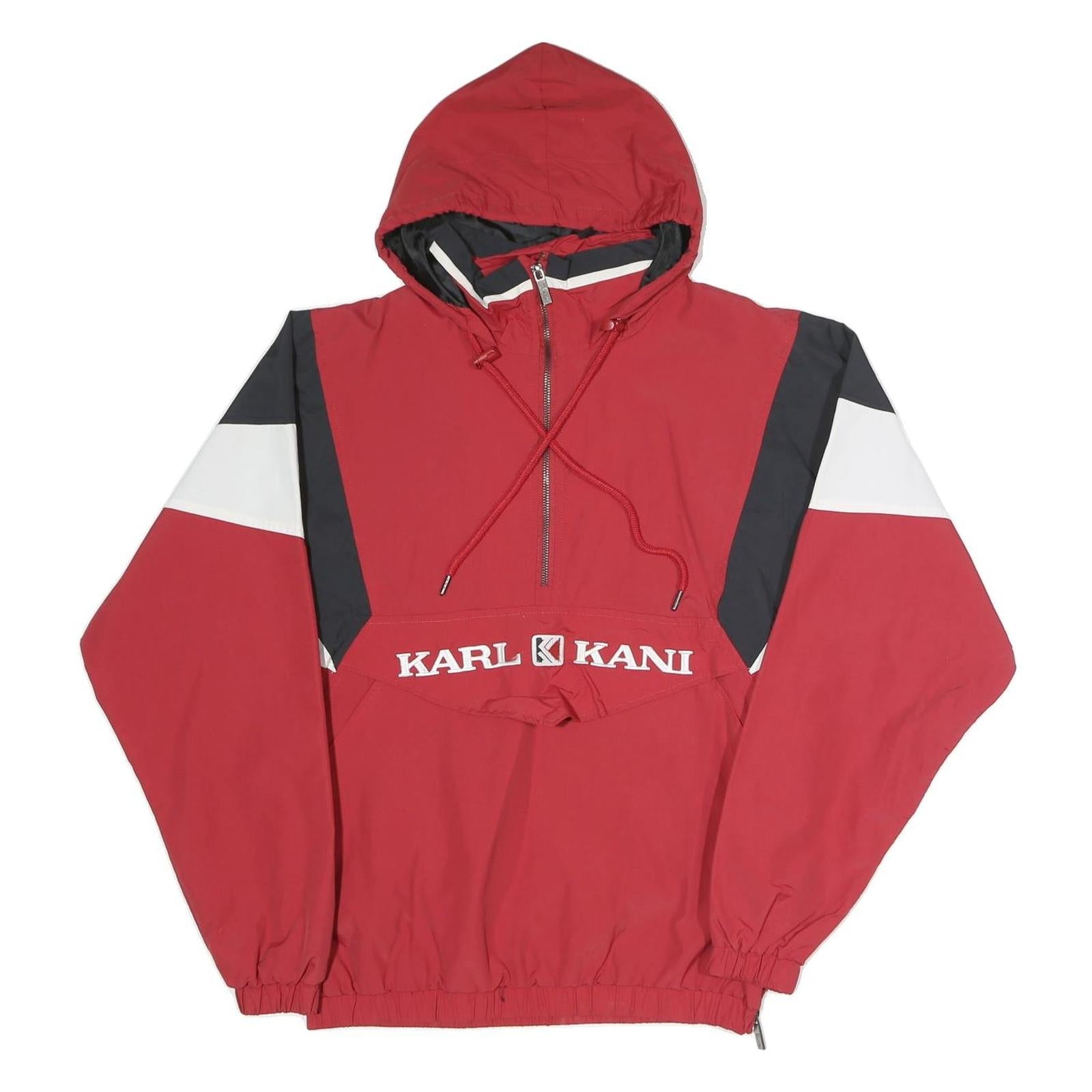 KARL KANI Mens Red Black & White Half Zip Jacket S Polyester Blend Colourblock Refurbished - N/A refurbished available on Cerqular