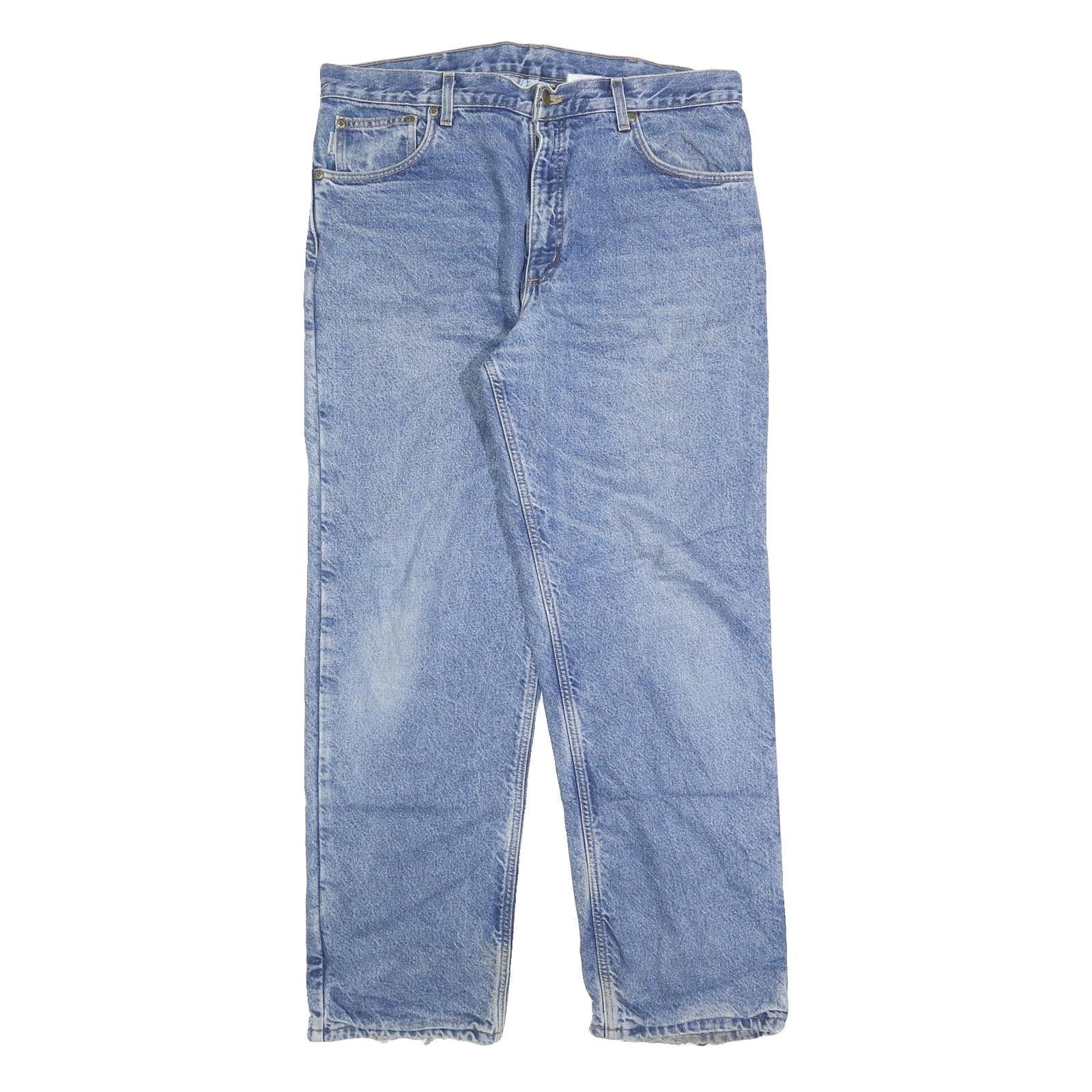 CARHARTT Mens Blue Regular Fit Straight Denim Stone Wash W36 L32 Casual Workwear Refurbished - N/A refurbished available on Cerqular