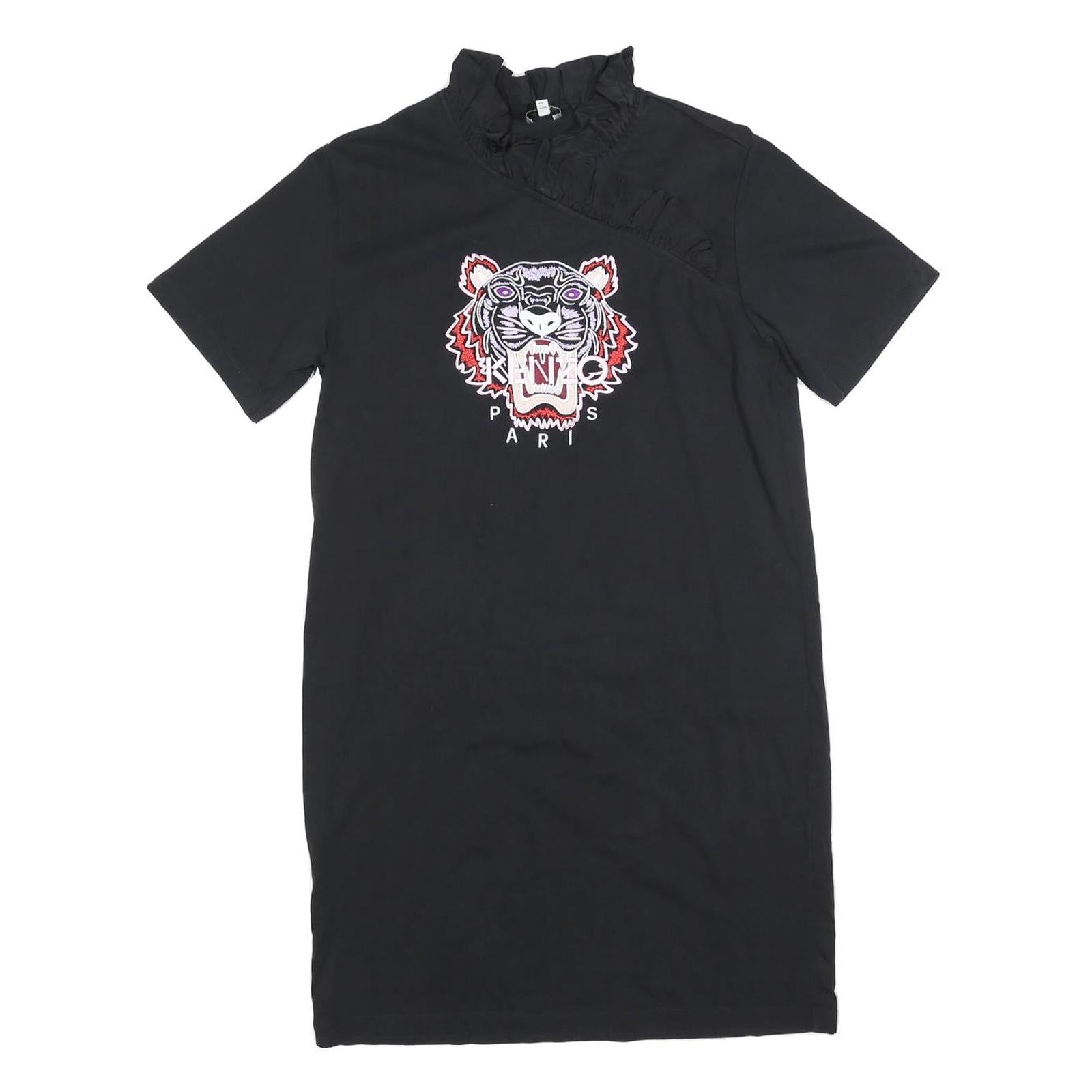 KENZO Womens Black Cotton Blend Tiger Logo Day Dress Short Sleeve M Refurbished - N/A refurbished available on Cerqular
