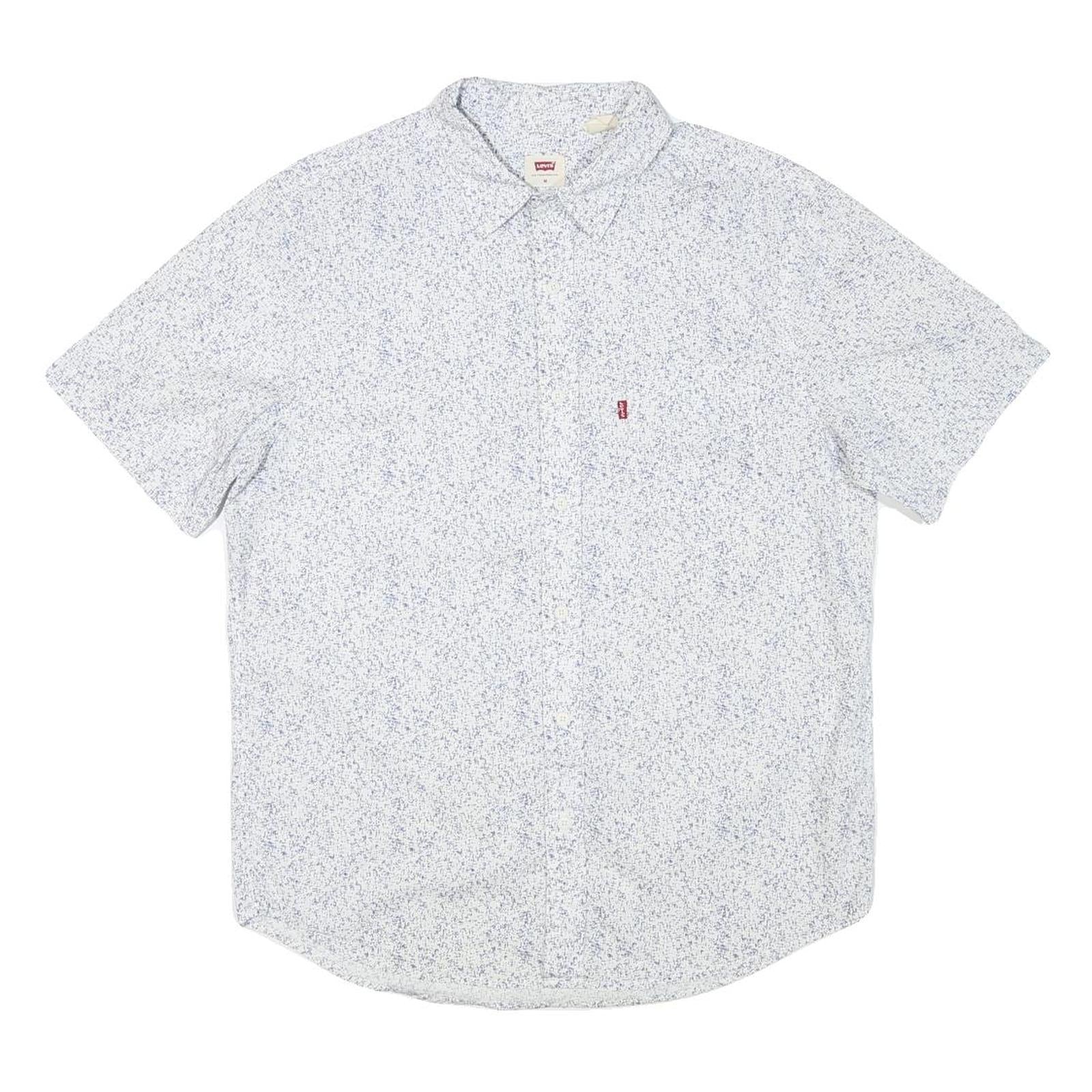 LEVI'S Mens White & Blue Casual Short Sleeve Shirt L Cotton Blend Refurbished - N/A refurbished available on Cerqular