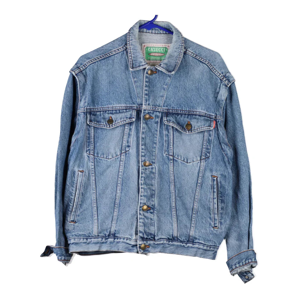 Casucci Denim Jacket - Medium Blue Cotton Refurbished - Thrifted (note: this is a term often used to describe second- refurbished available on Cerqular
