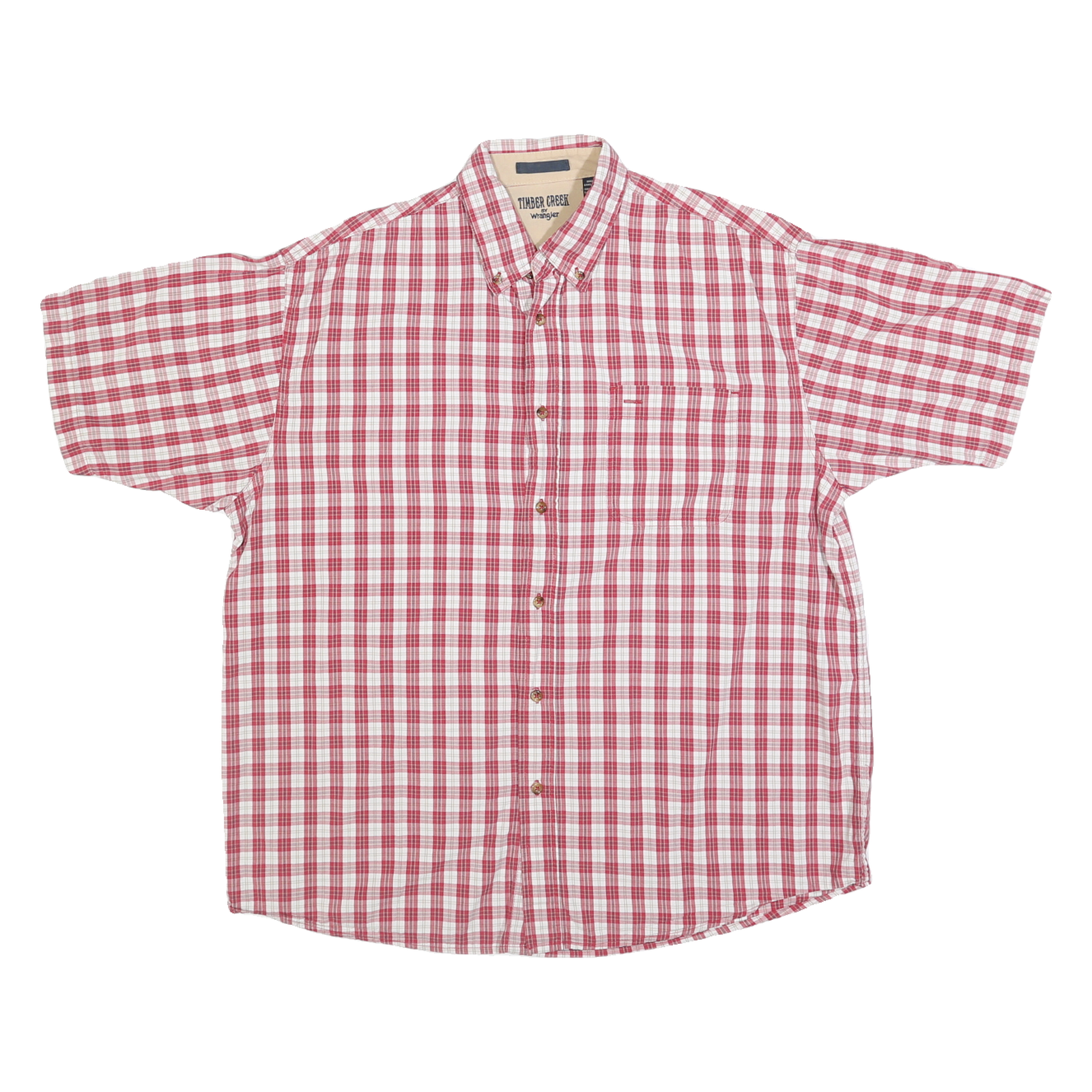 WRANGLER Mens Red & White Checked Shirt L Button Down Cotton Summer Casual Refurbished - N/A refurbished available on Cerqular