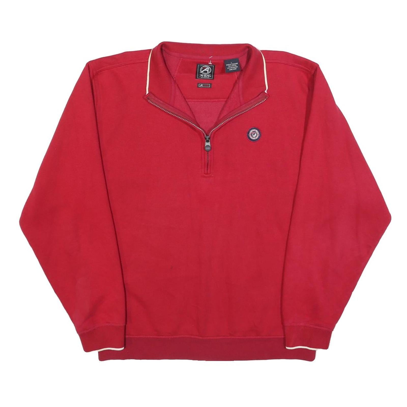 AHEAD Mens Red 1/4 Zip Sweatshirt L Cotton Blend Casual Pullover Refurbished - N/A refurbished available on Cerqular
