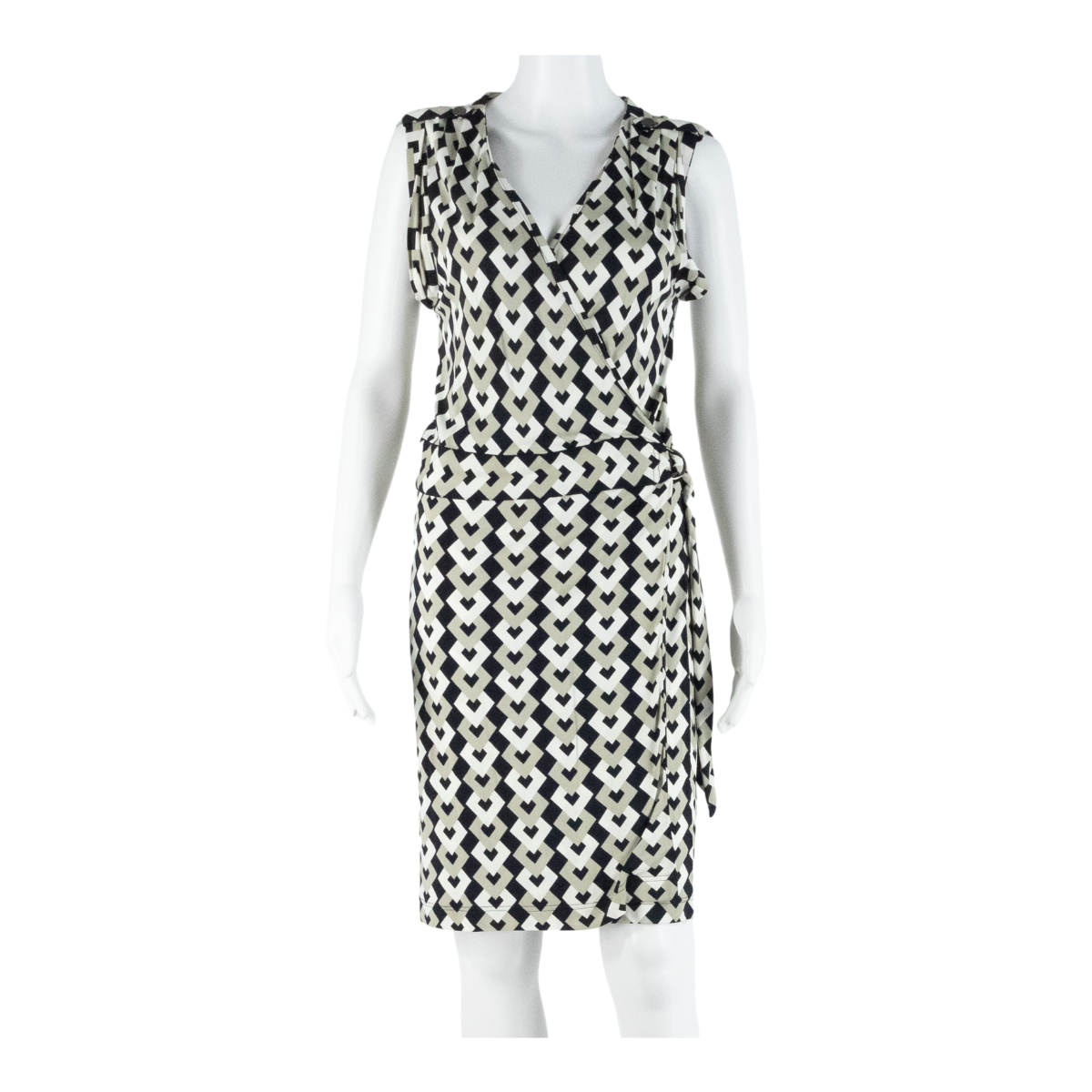 BANANA REPUBLIC Womens Wrap Dress Black Geometric Sleeveless Knee Length M Refurbished - N/A refurbished available on Cerqular
