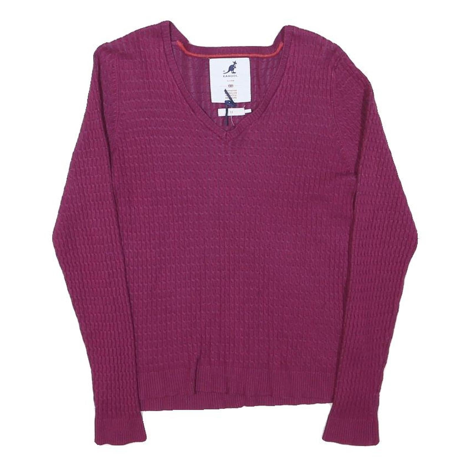KANGOL Womens Purple Jumper Plain V-Neck Basic Knit XS Cotton Blend Soft Comfort Refurbished - N/A refurbished available on Cerqular