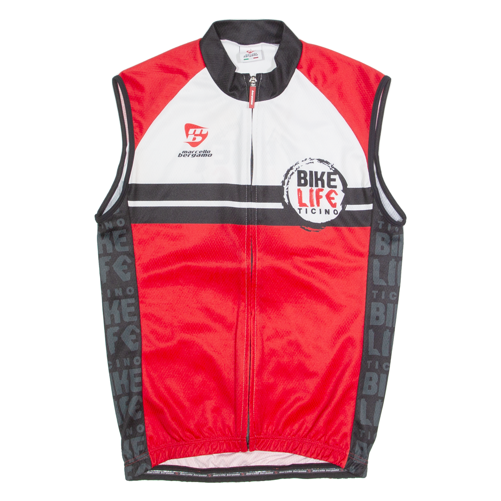 MARCELLO BERGAMO Cycling Zip Up Mens Jersey Red High Neck S Refurbished - N/A refurbished available on Cerqular