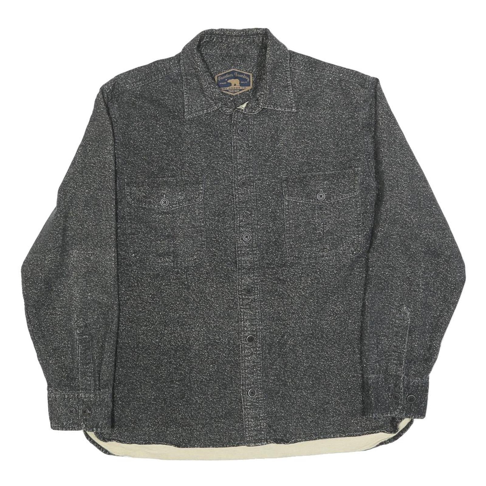 FREEDOM FOUNDRY Mens Black Grey Cotton Blend Shirt L Casual Workwear Button Refurbished - N/A refurbished available on Cerqular