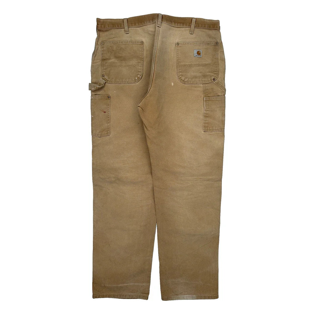 Carhartt Double Knee Carpenter Trousers - 40W 30L Beige Cotton Refurbished - Thrifted (note: this is a term often used to describe second- refurbished available on Cerqular