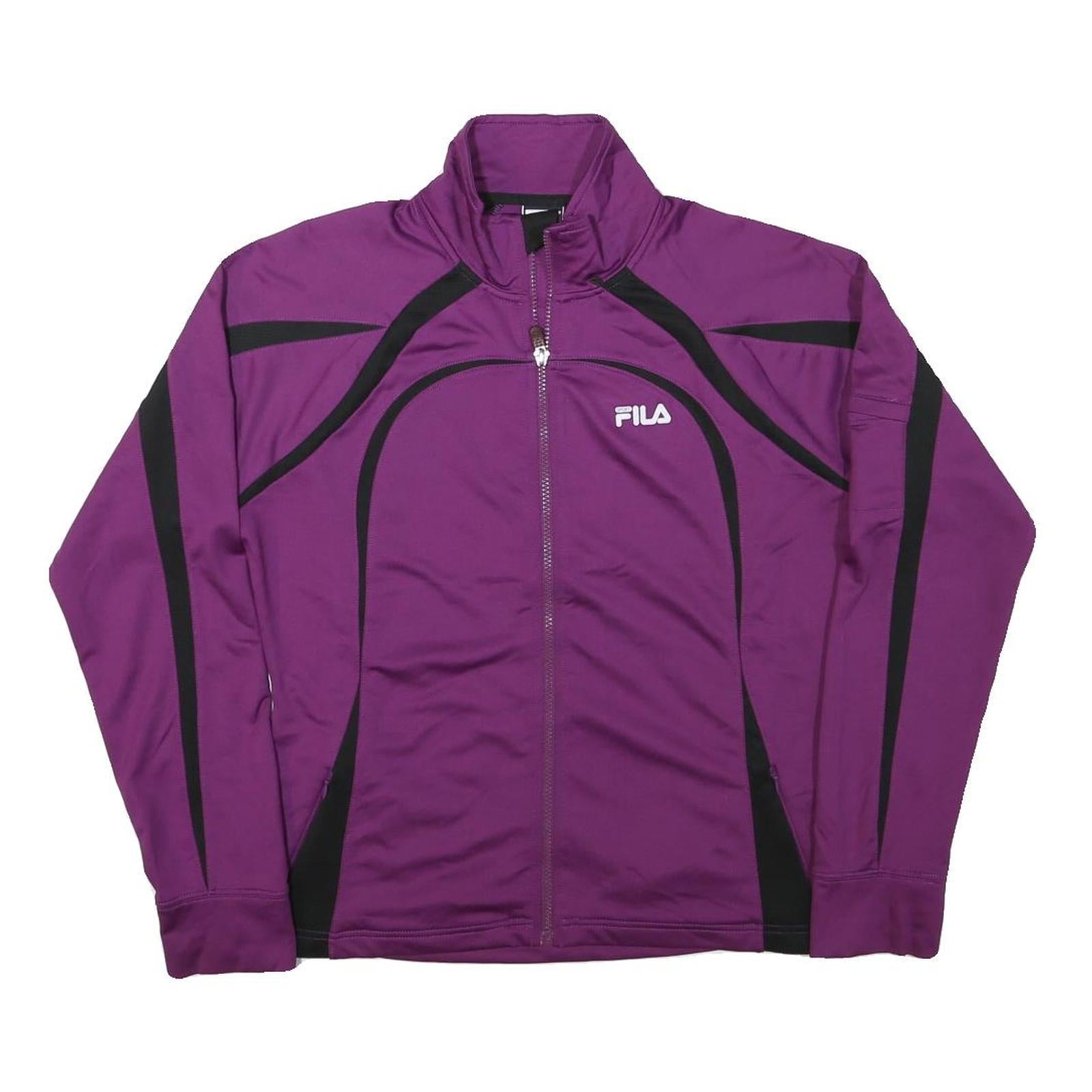 FILA Womens Purple & Black Zip Jacket L Polyester Blend Sportswear Lightweight Refurbished - N/A refurbished available on Cerqular