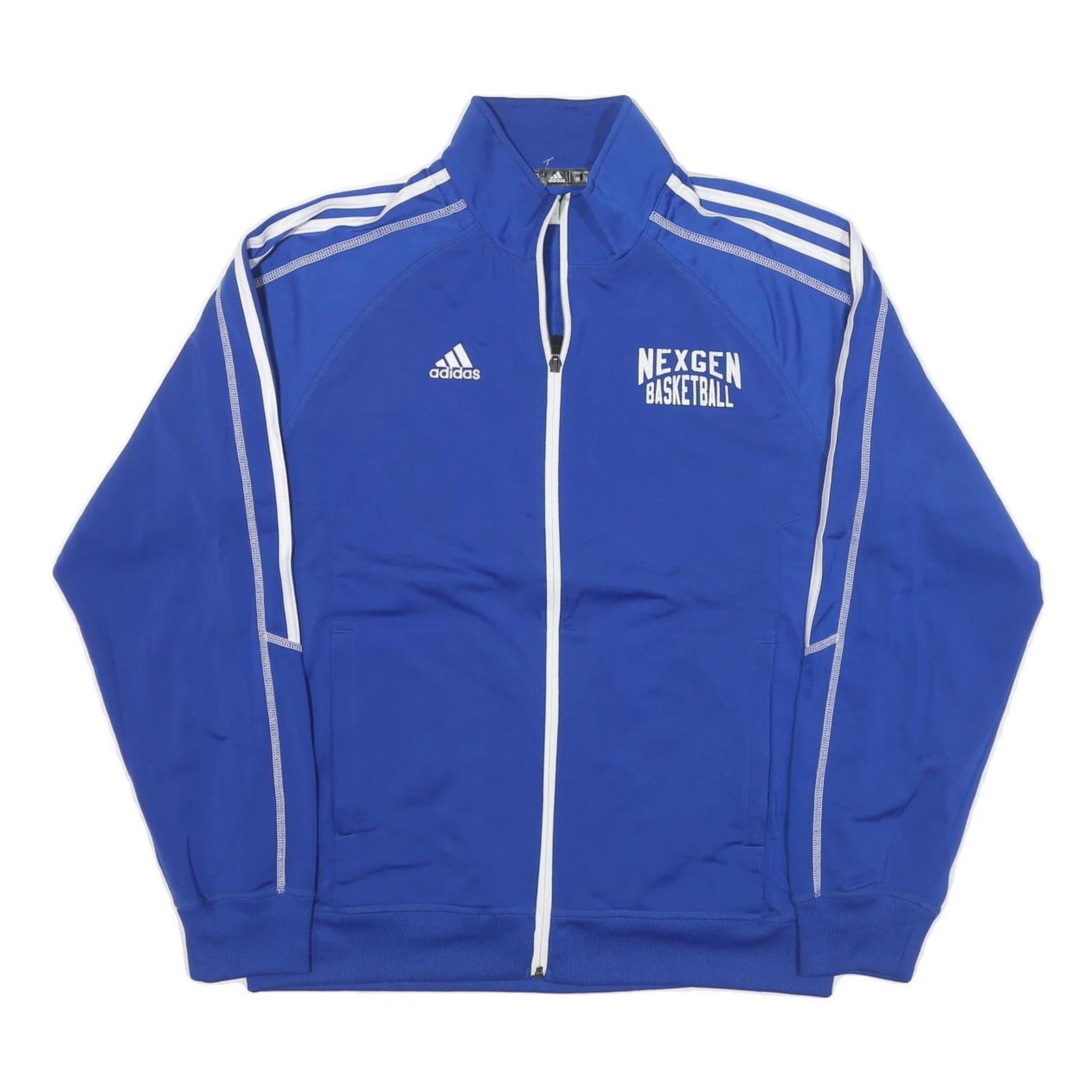 ADIDAS Mens Blue Zip Track Jacket M Polyester Blend Sport Basketball Casual Refurbished - N/A refurbished available on Cerqular