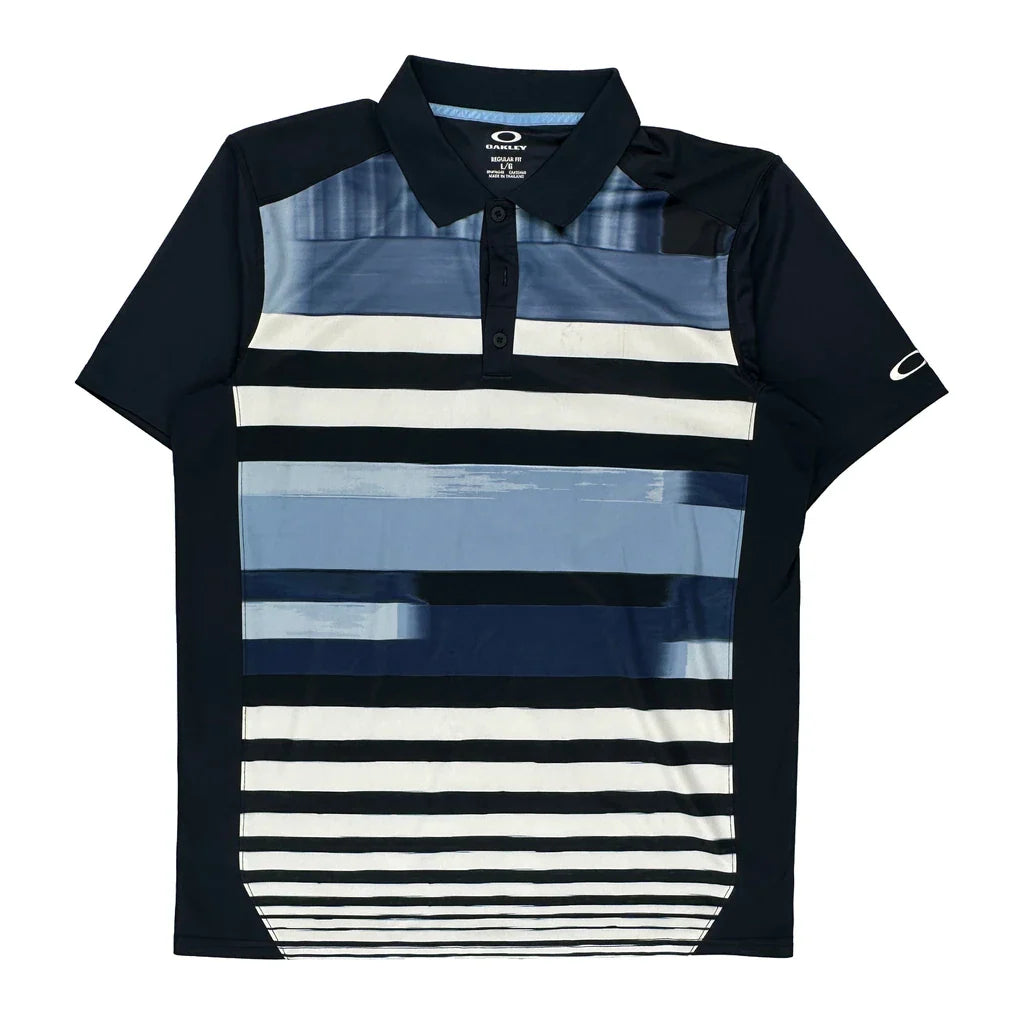Oakley Polo Shirt - Large Blue Polyester Refurbished - Thrifted (note: this is a term often used to describe second- refurbished available on Cerqular