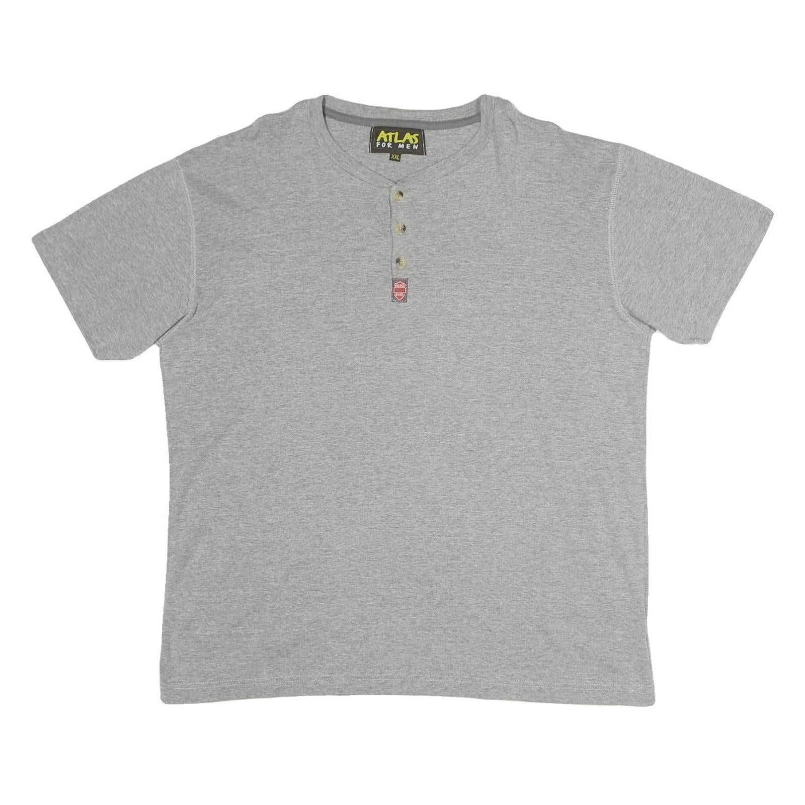 ATLAS FOR MEN Mens Grey Short Sleeve Henley Neck Cotton Blend 2XL Casual T-Shirt Refurbished - N/A refurbished available on Cerqular