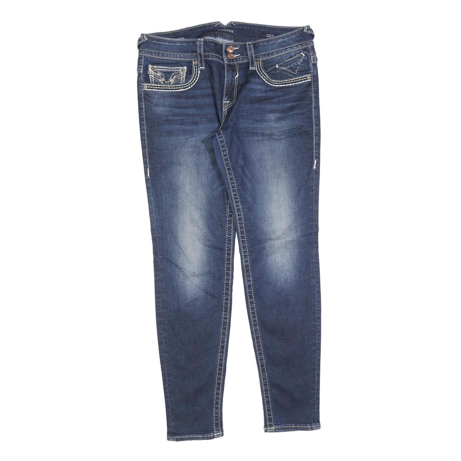VIGOSS Womens Blue Slim Skinny Denim Medium Wash W31 L30 Detailed Stitching Refurbished - N/A refurbished available on Cerqular