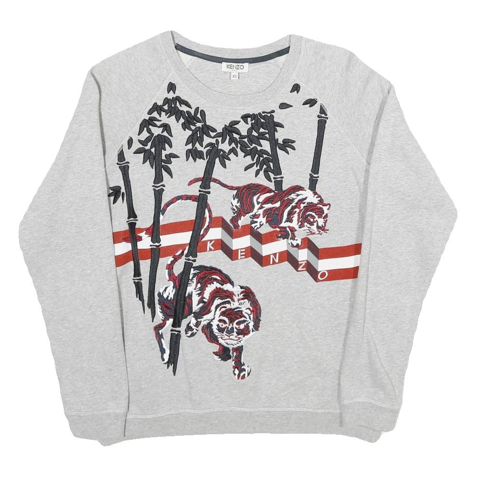 KENZO Womens Grey Cotton Crew Neck XS Tiger Motif Sweatshirt Refurbished - N/A refurbished available on Cerqular