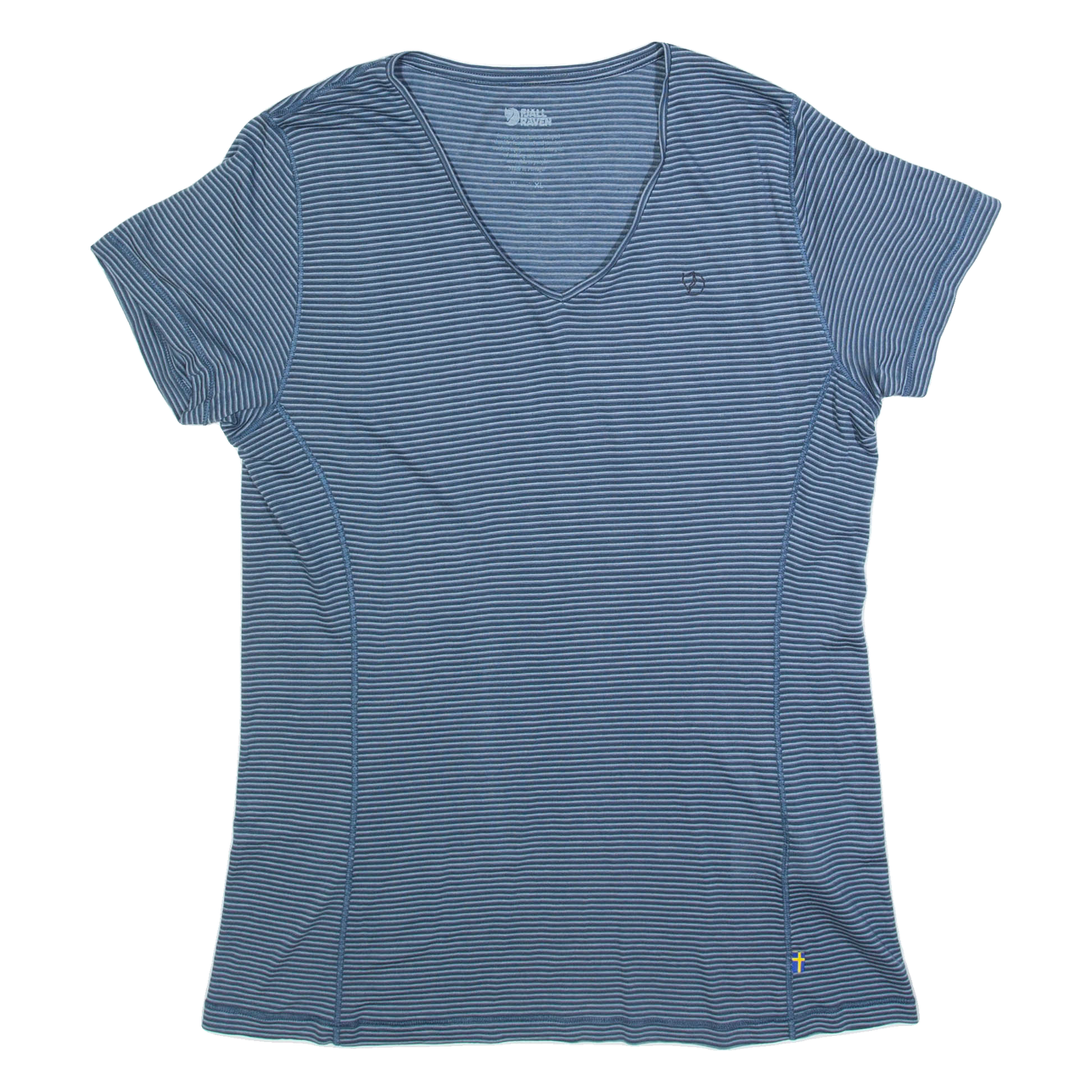 FJÄLLRÄVEN Striped Womens T-Shirt Blue V-Neck XL Refurbished - N/A refurbished available on Cerqular