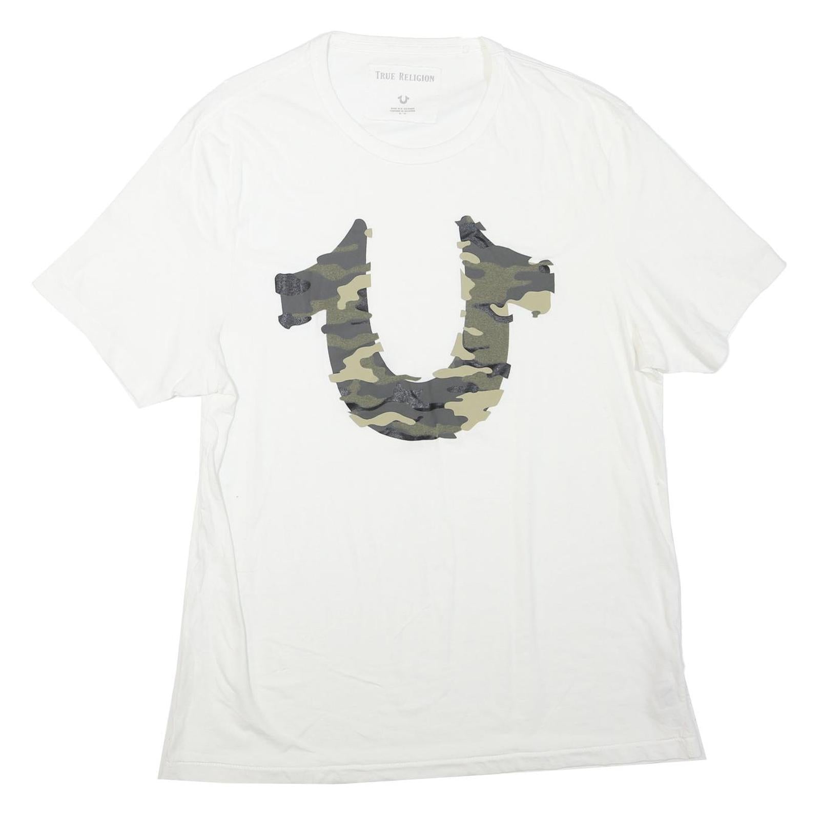 TRUE RELIGION Mens White Camouflage Horseshoe Graphic T-Shirt XL Short Sleeve Refurbished - N/A refurbished available on Cerqular