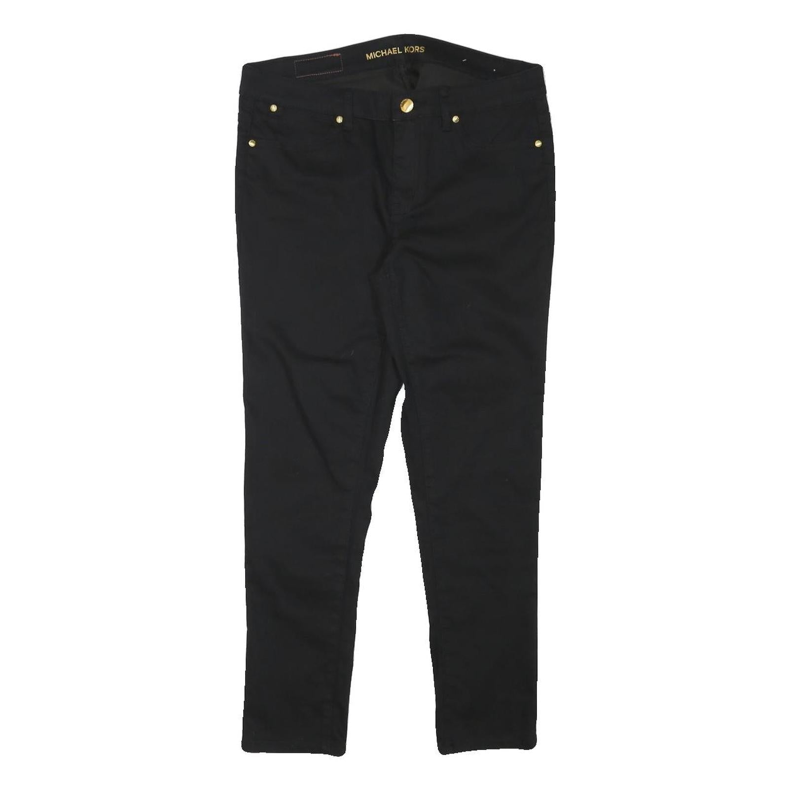 MICHAEL KORS Womens Cotton Blend Black Slim Skinny Trousers W29 L25 Stylish Zip Refurbished - N/A refurbished available on Cerqular