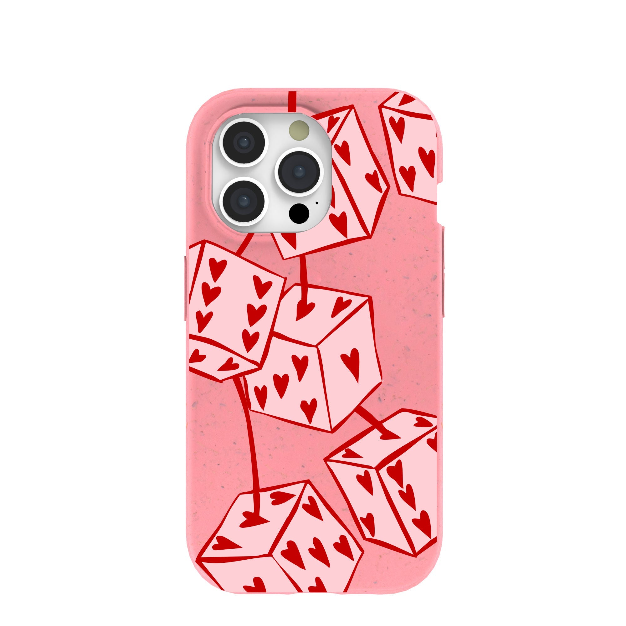 Bubblegum Pink Dicey Cherries iPhone 15 Pro Case Refurbished - Pela Case refurbished available on Cerqular