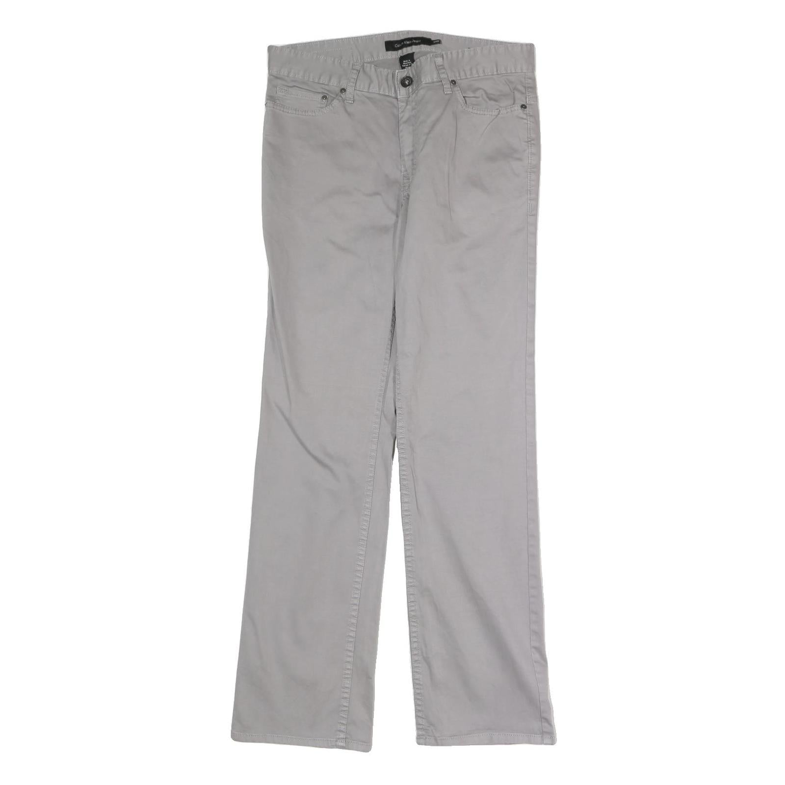 CALVIN KLEIN JEANS Mens Regular Cotton Grey Trousers W32 L32 Casual Zip Fly Refurbished - N/A refurbished available on Cerqular