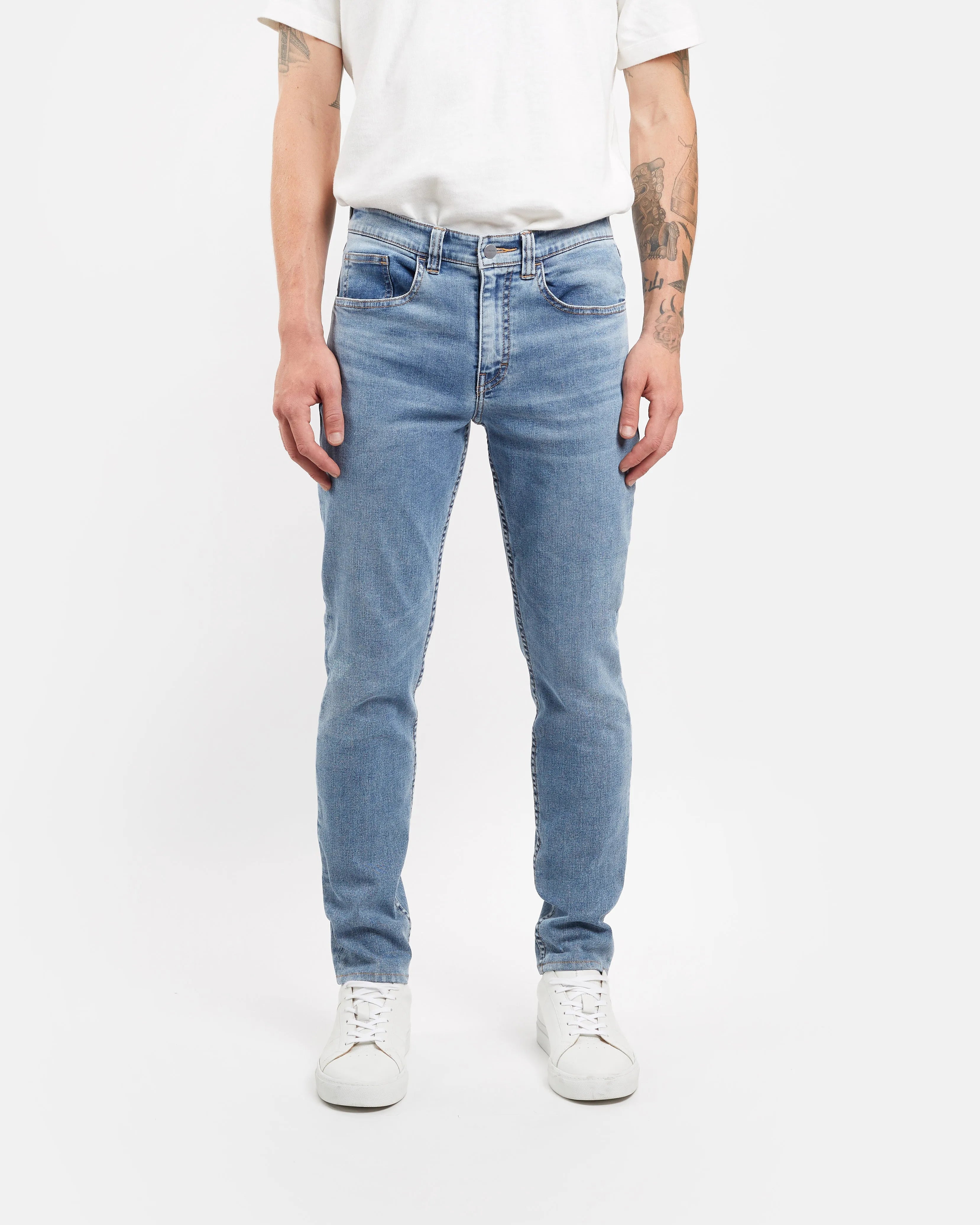 Slim fit jeans in glacier wash | Thread color: Black | Waist rise: Low | Hem length: Cropped Refurbished - Unspun (clothing brand) refurbished available on Cerqular