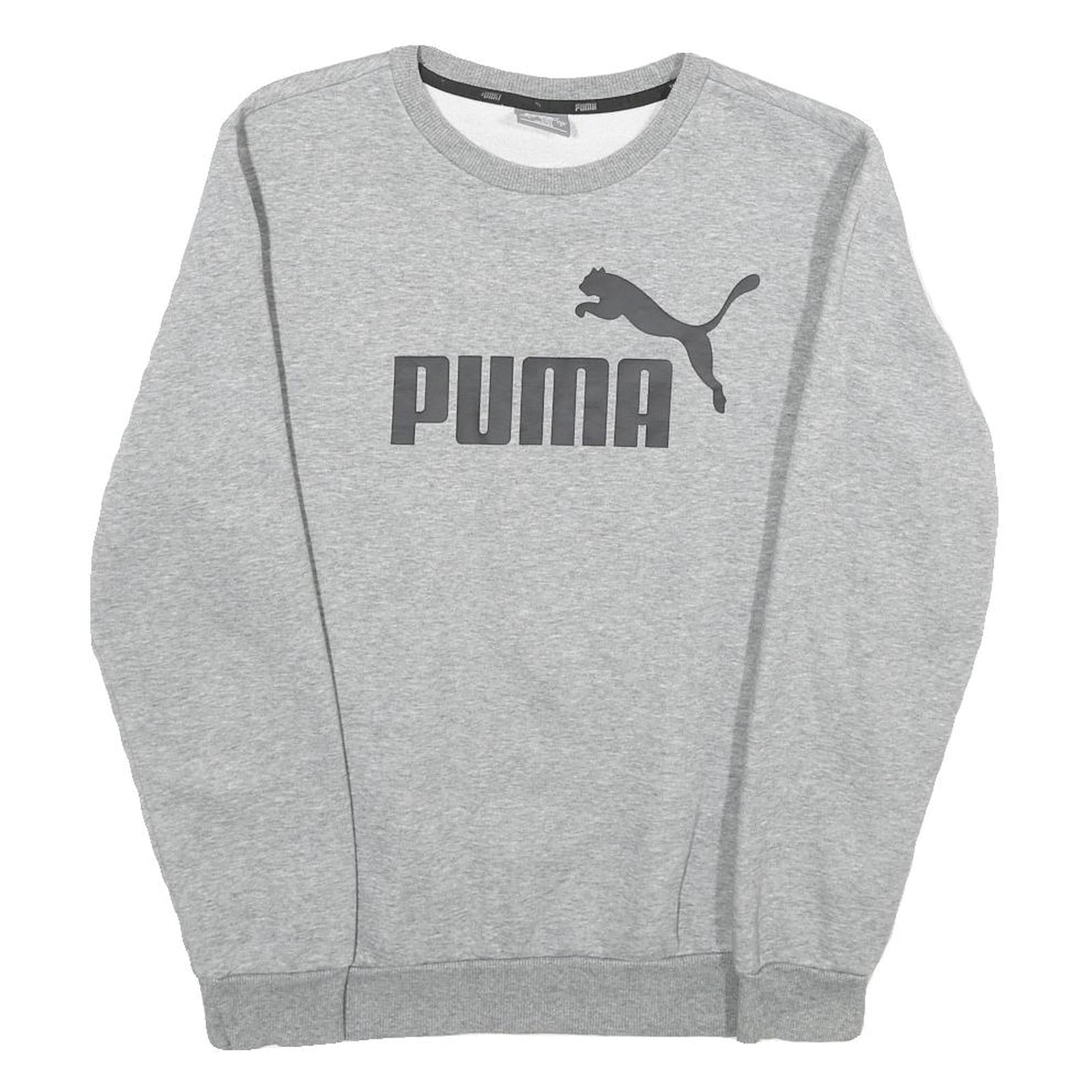 PUMA Mens Grey Cotton Blend Crew Neck Sweatshirt S Classic Logo Pullover Refurbished - N/A refurbished available on Cerqular