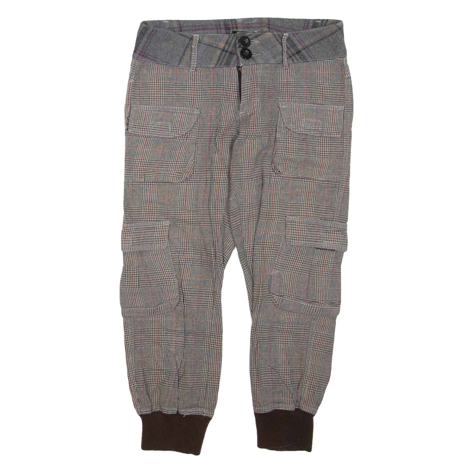 DESIGUAL Check Womens Trousers Grey Regular Tapered Wool W26 L24 Refurbished - N/A refurbished available on Cerqular