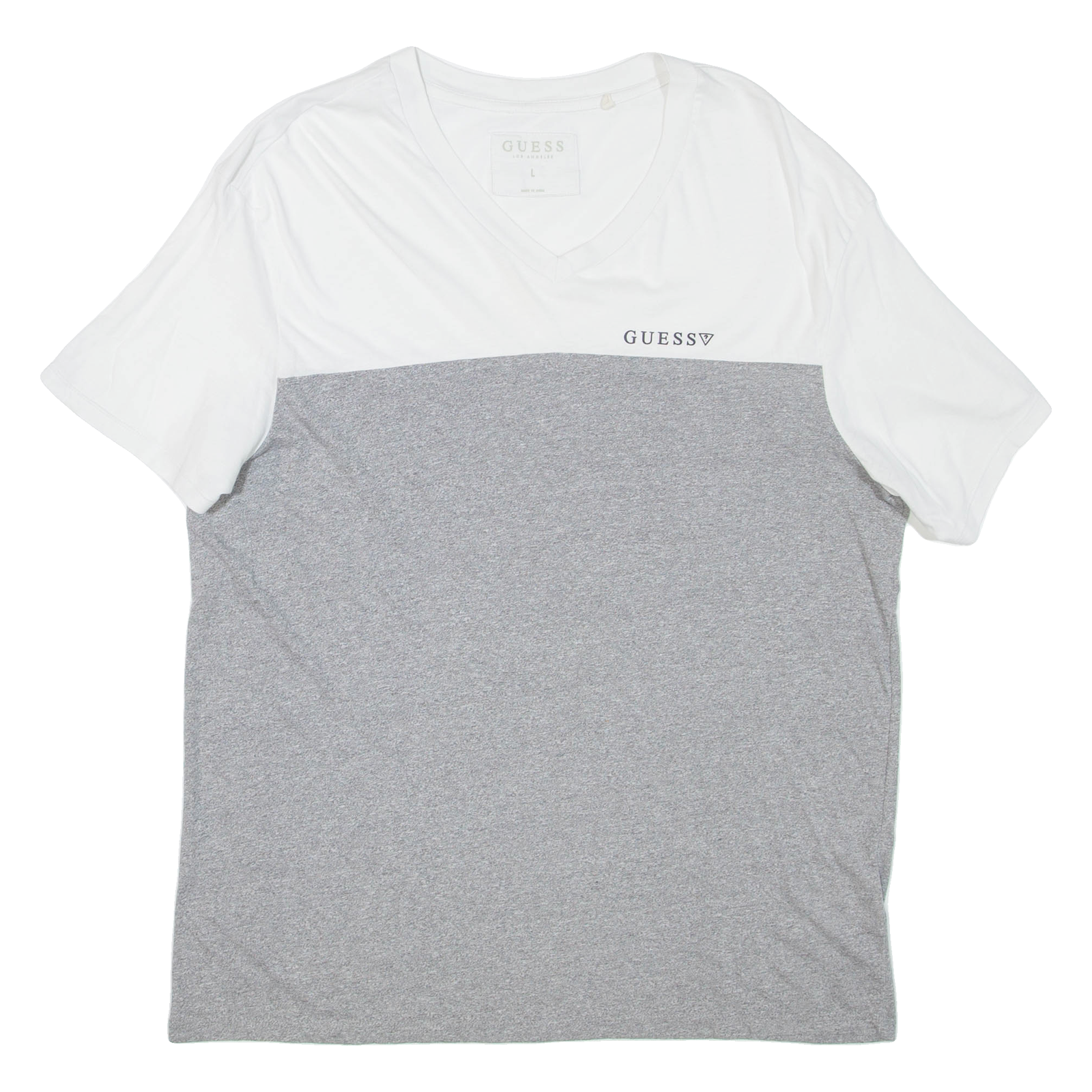 GUESS Womens T-Shirt Grey V-Neck L Refurbished - N/A refurbished available on Cerqular