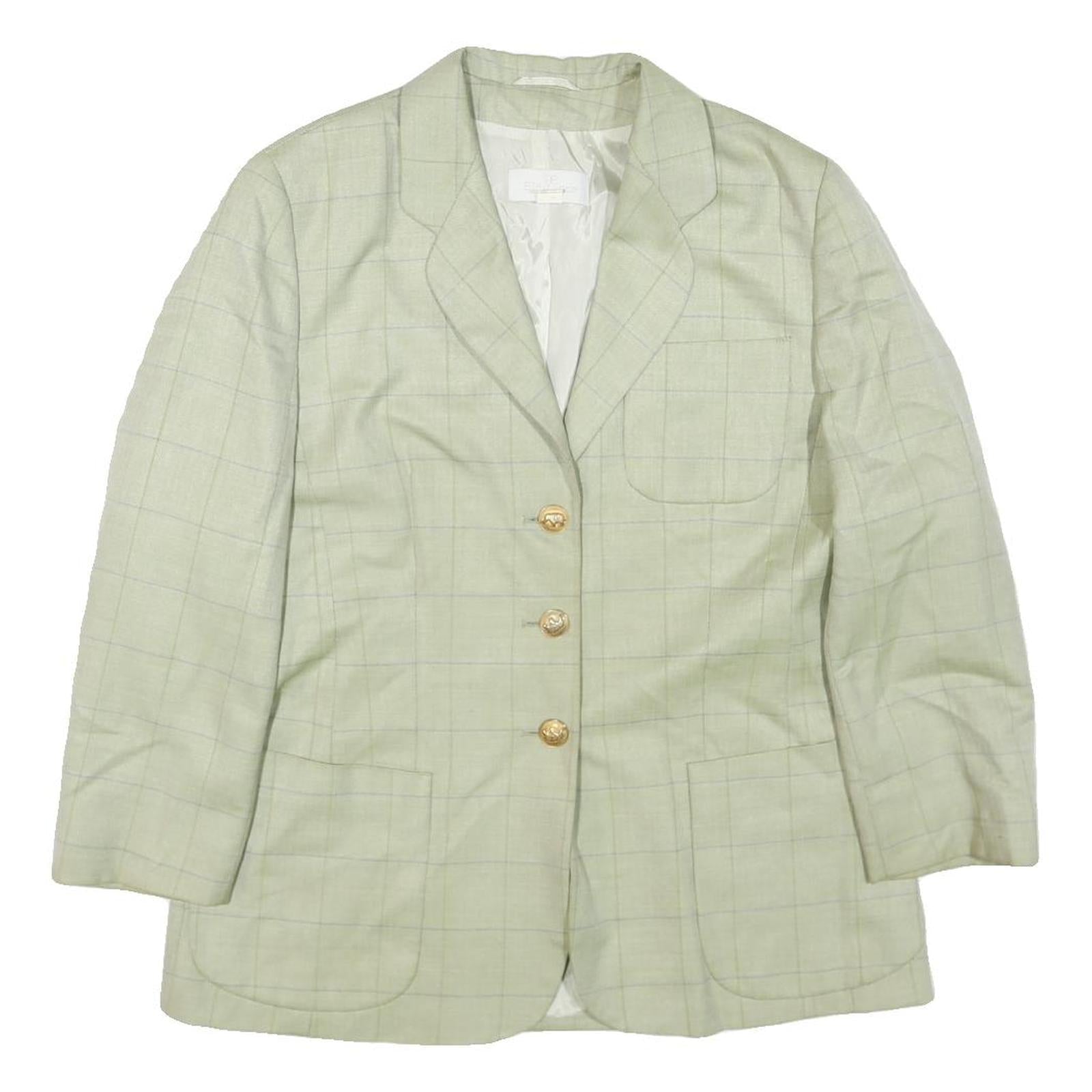 ELEGANCE PARIS Womens Cream Check Wool Blend Tailored Jacket UK 14 Button Refurbished - N/A refurbished available on Cerqular