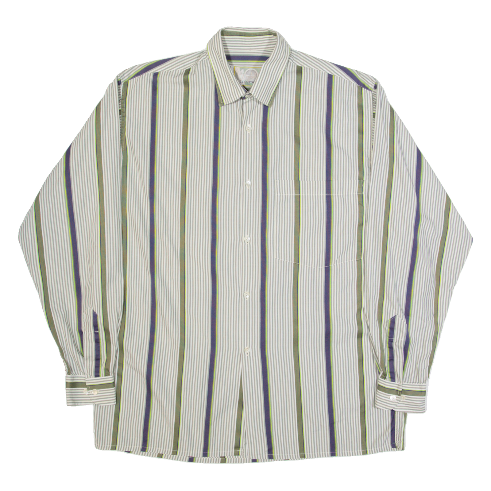 IL LEGITIME Mens Shirt Grey Striped Long Sleeve L Refurbished - N/A refurbished available on Cerqular