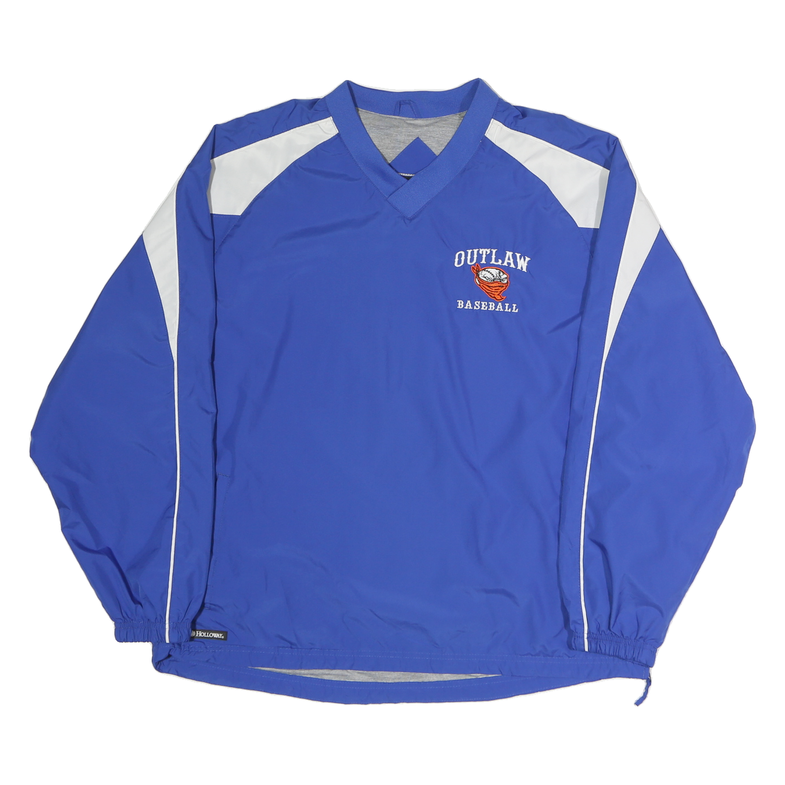 HOLLOWAY Mens Blue & White Outlaw Baseball V-Neck L Sweatshirt Pullover Sports Refurbished - N/A refurbished available on Cerqular