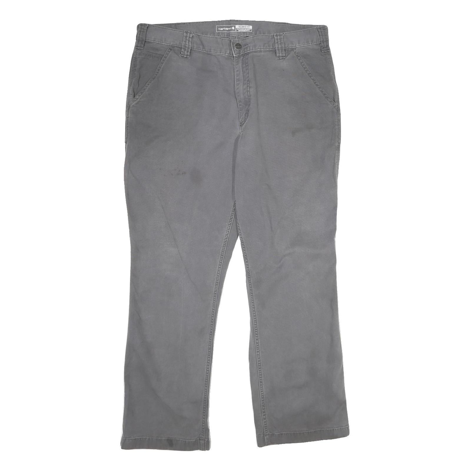CARHARTT Mens Cotton Blend Grey Relaxed Straight Trousers W36 L30 Workwear Refurbished - N/A refurbished available on Cerqular