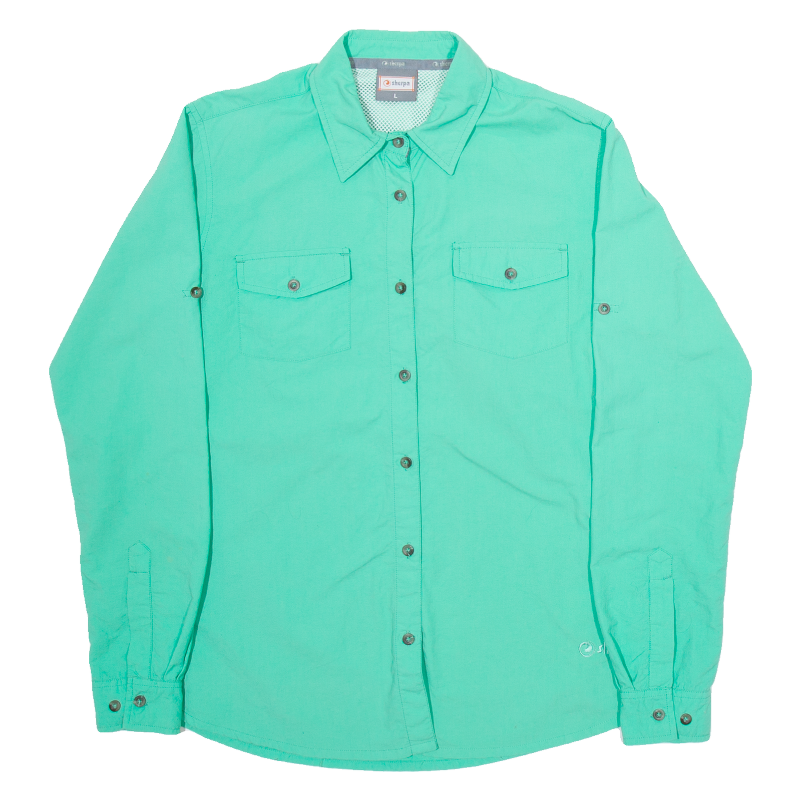 SHERPA Womens Plain Shirt Green Long Sleeve L Refurbished - N/A refurbished available on Cerqular