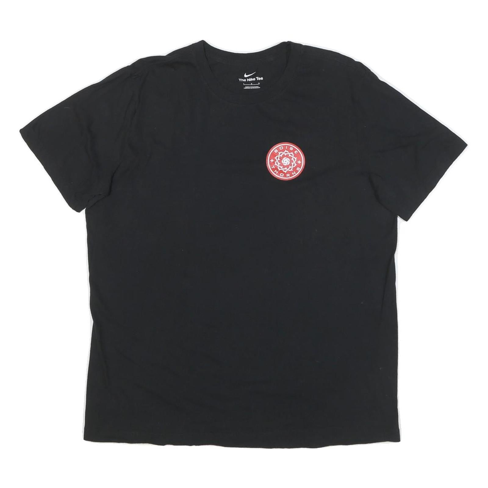 NIKE Mens Black Cotton Blend Graphic T-Shirt L Short Sleeve Crew Neck Logo Refurbished - N/A refurbished available on Cerqular