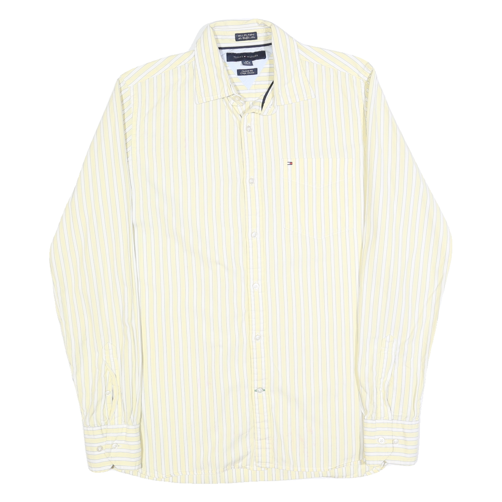 TOMMY HILFIGER Mens Yellow & White Striped Shirt S Cotton Blend Classic Refurbished - N/A refurbished available on Cerqular