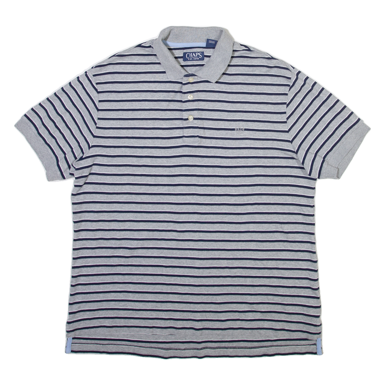 CHAPS Mens Polo Shirt Grey Striped L Refurbished - N/A refurbished available on Cerqular