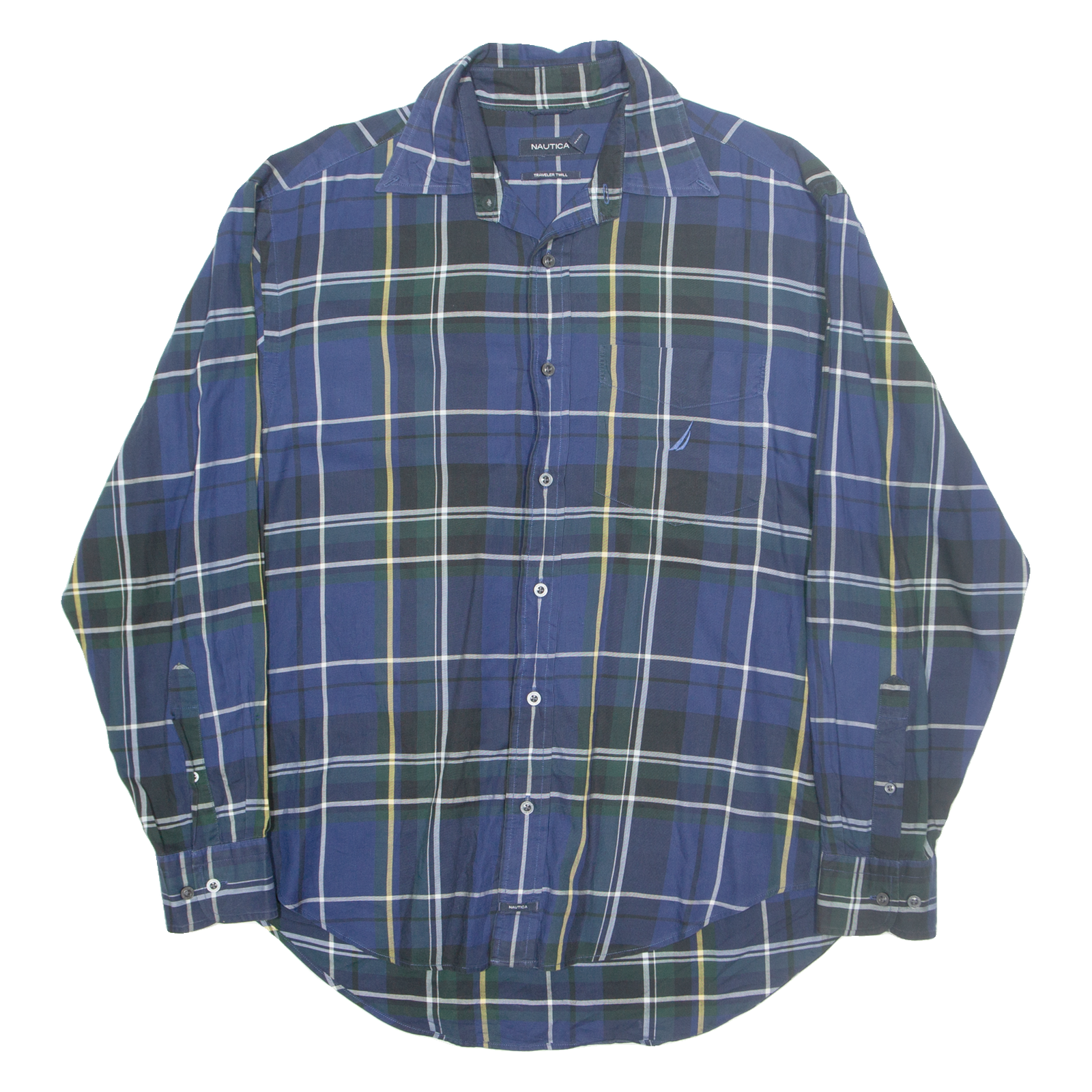 NAUTICA Mens Shirt Blue Check Long Sleeve M Refurbished - N/A refurbished available on Cerqular