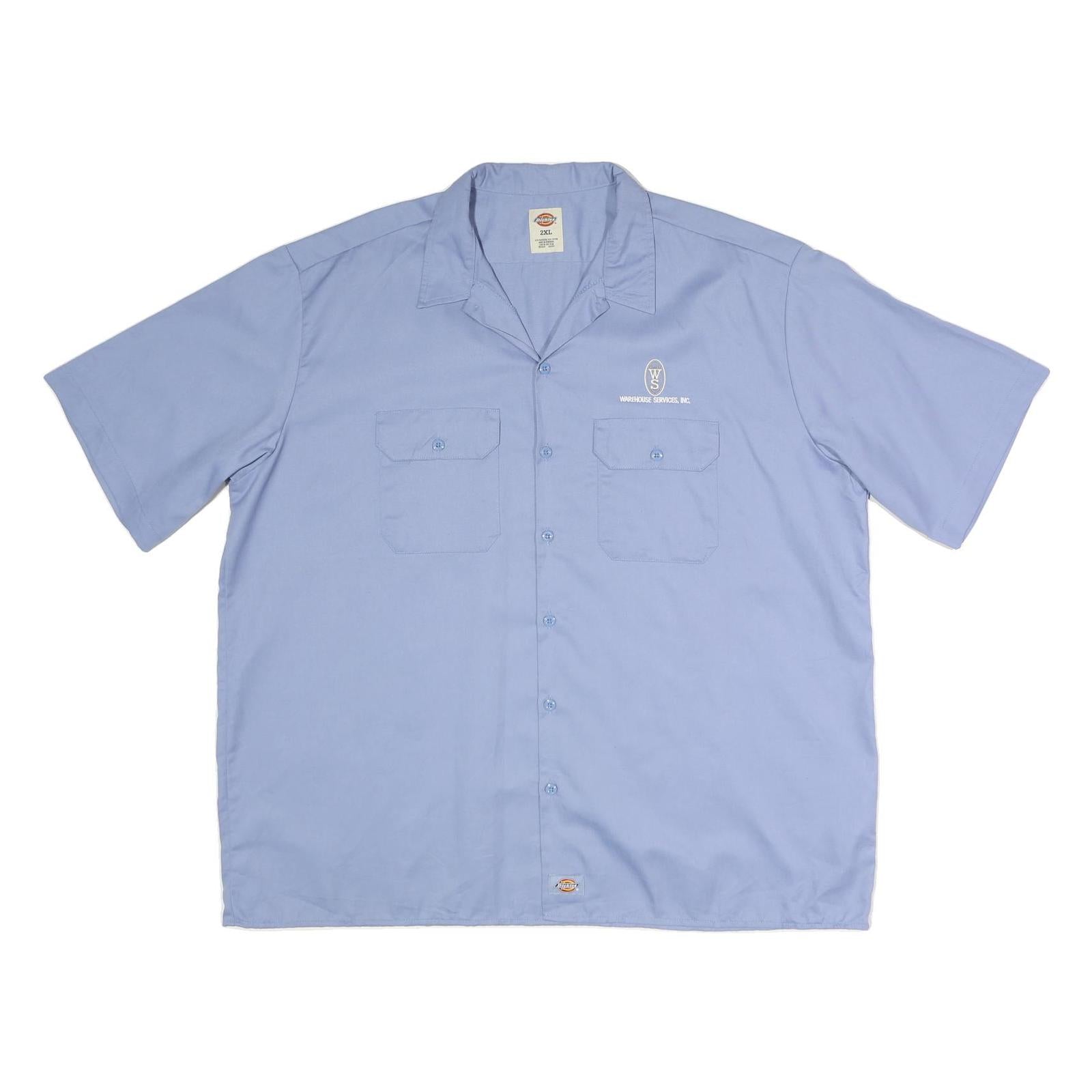 DICKIES Mens Blue Work Shirt 2XL Polyester Blend Short Sleeve Button Down Refurbished - N/A refurbished available on Cerqular