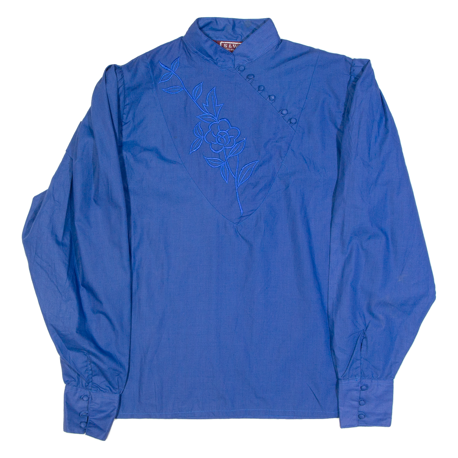 S&W PARIS MILANO China Womens Plain Shirt Blue Floral Long Sleeve L Refurbished - N/A refurbished available on Cerqular