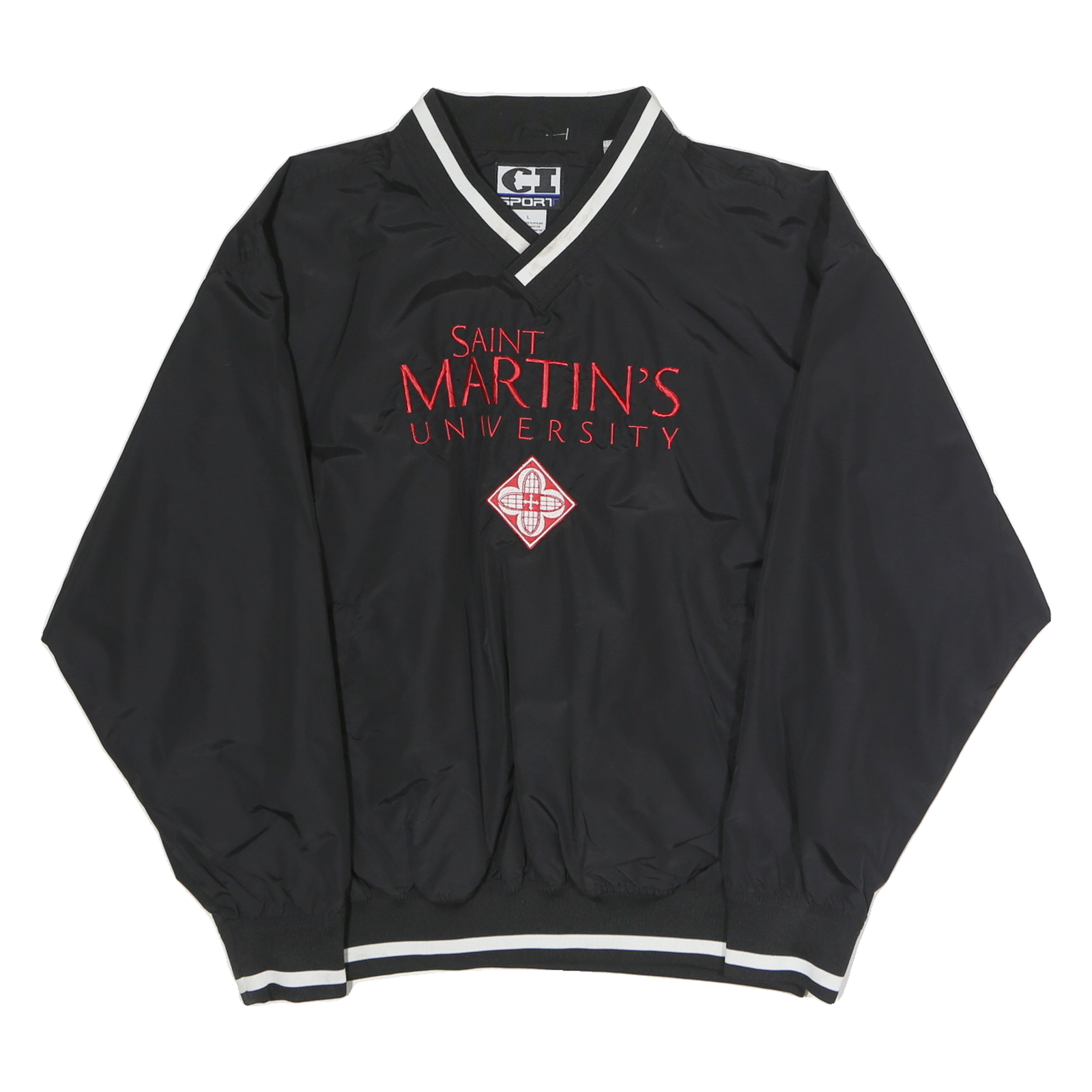 CI SPORT Mens Black Saint Martins University V-Neck L Sweatshirt Embroidered Refurbished - N/A refurbished available on Cerqular