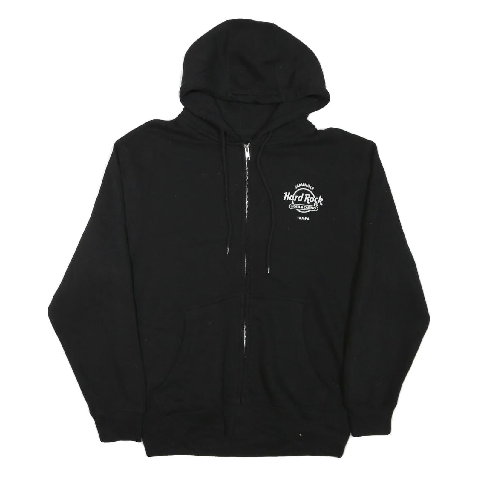 HARD ROCK CAFE Mens Black Tampa Zip Up Hoodie M Cotton Blend 20th Anniversary Refurbished - N/A refurbished available on Cerqular