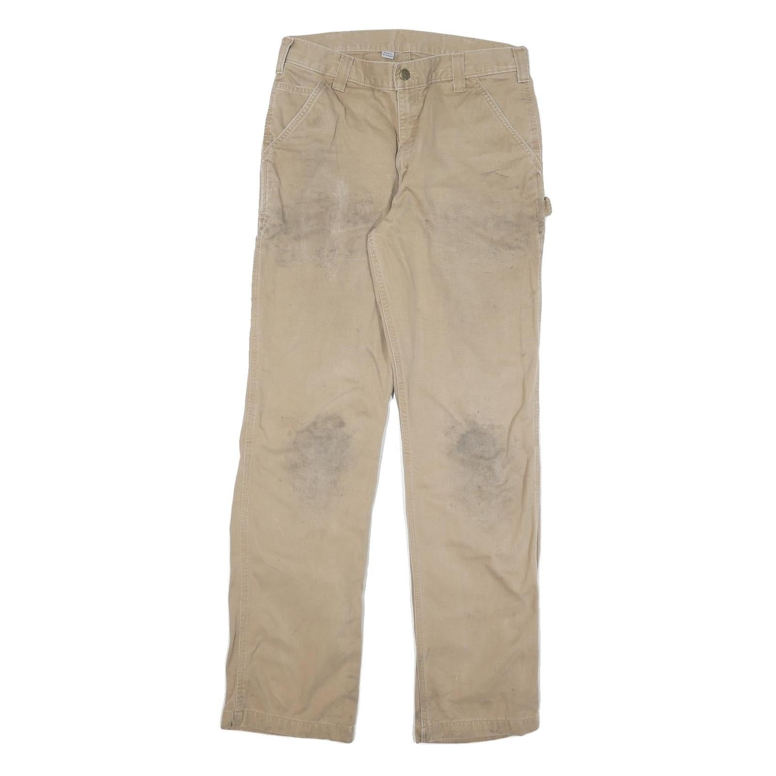 CARHARTT Mens Regular Fit Beige Cotton Blend Trousers W33 L34 Workwear Zip Refurbished - N/A refurbished available on Cerqular