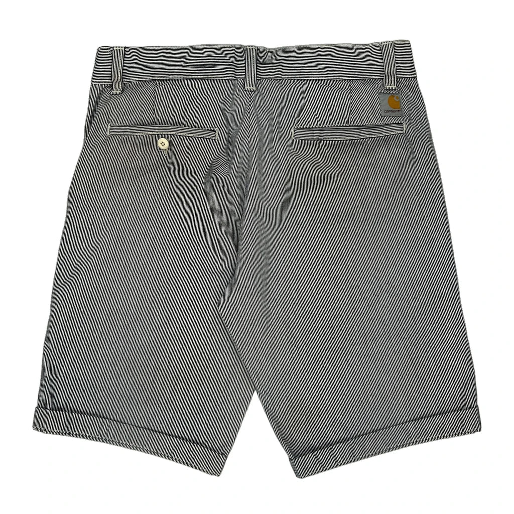 Carhartt Pinstripe Chino Shorts - 32W 11L Grey Cotton Refurbished - Thrifted (note: this is a term often used to describe second- refurbished available on Cerqular