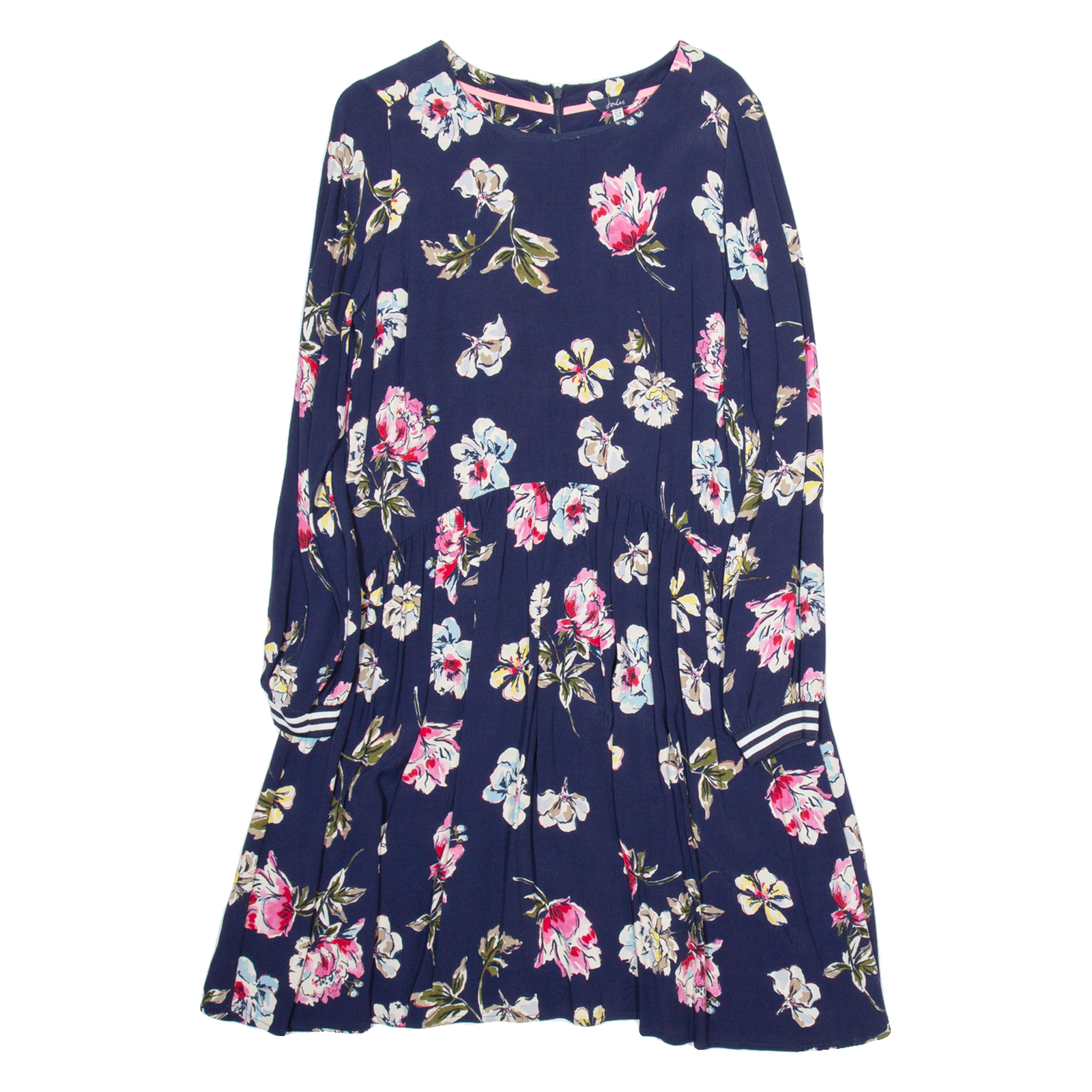 JOULES Womens Skater Dress Blue Viscose Floral Long Sleeve Knee Length UK 10 Refurbished - N/A refurbished available on Cerqular