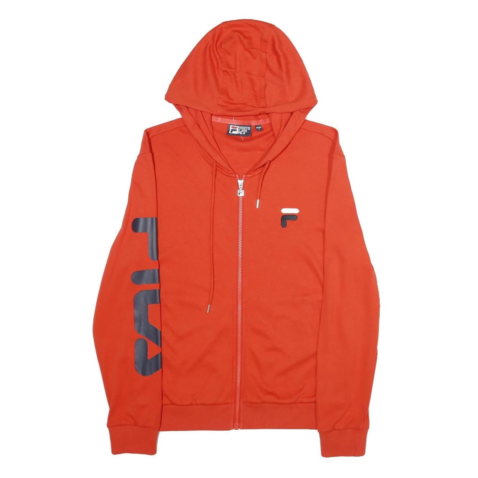 FILA Mens Red Full Zip Hoodie S Printed Logo Sleeve Sportswear Refurbished - N/A refurbished available on Cerqular